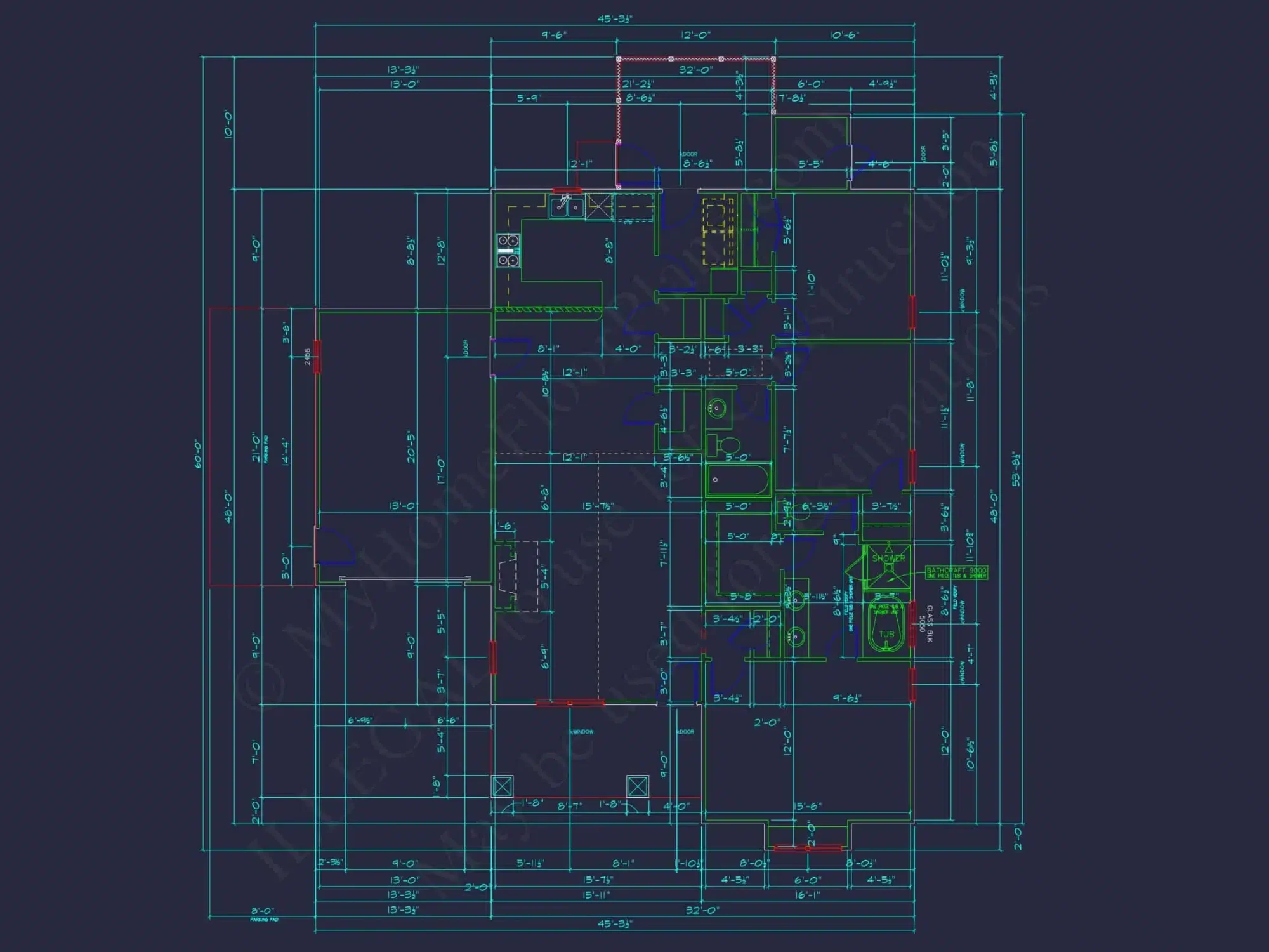 Craftsman Home Plan with 3 Bedrooms, 2 Baths, and CAD Designs