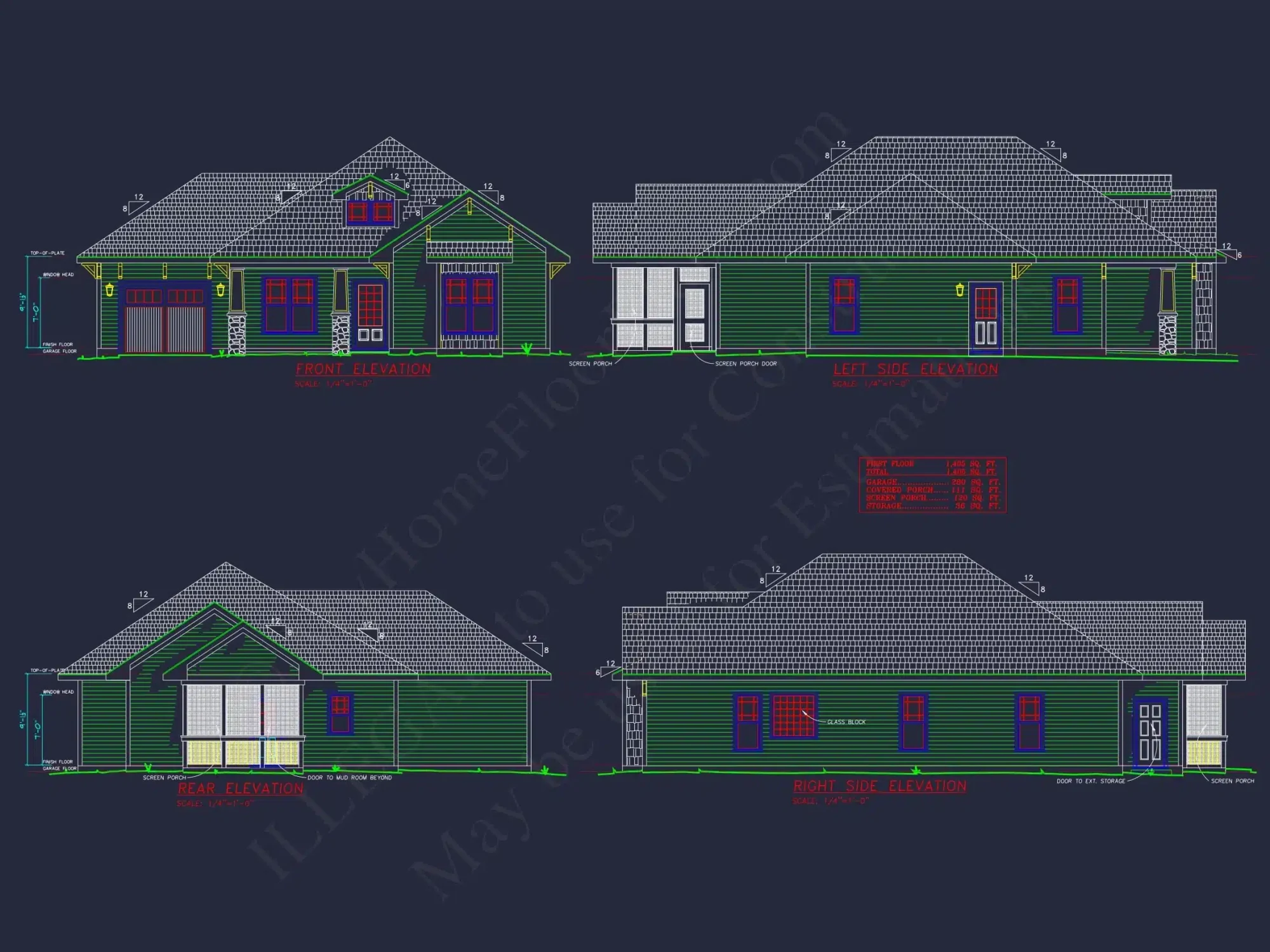 Craftsman Home Plan with 3 Bedrooms, 2 Baths, and CAD Designs