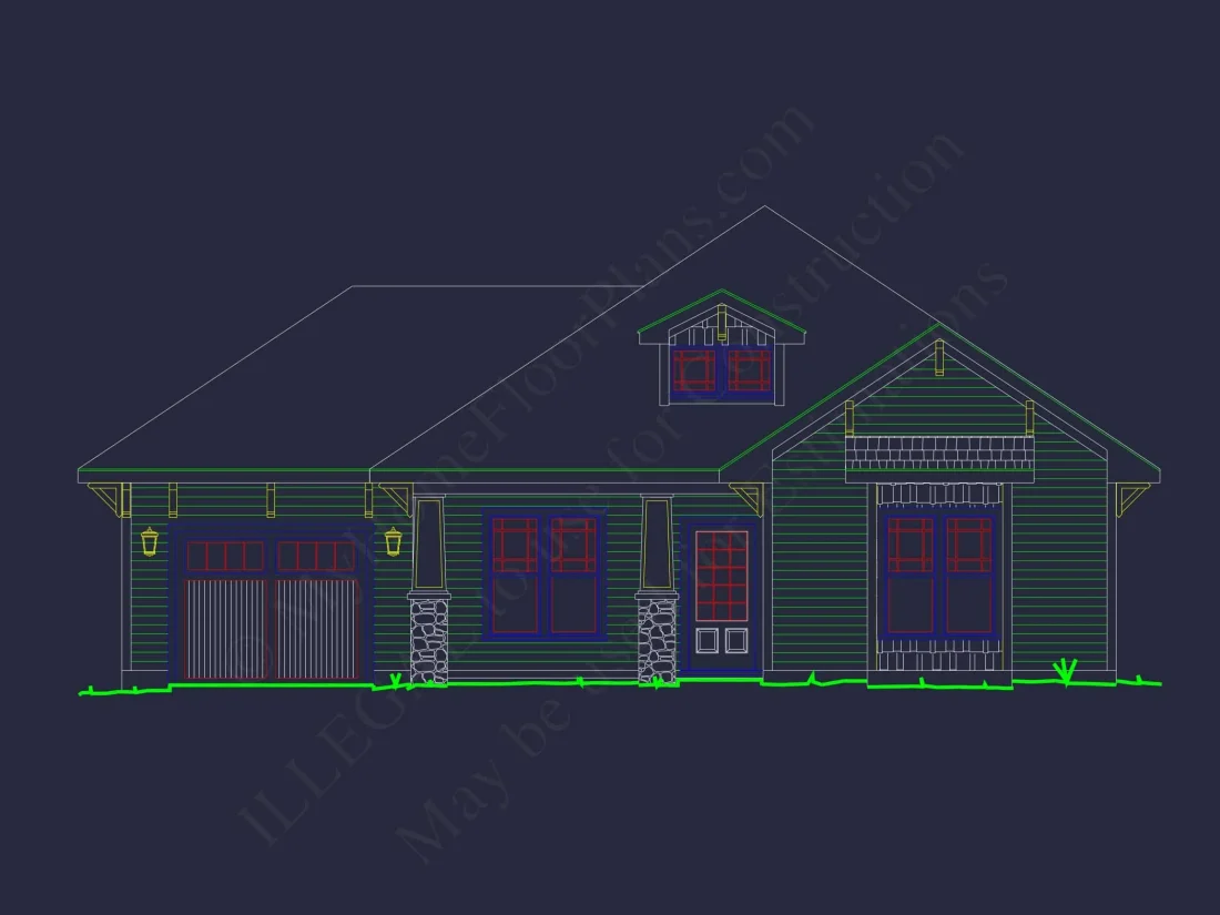 Craftsman Home Plan with 3 Bedrooms, 2 Baths, and CAD Designs