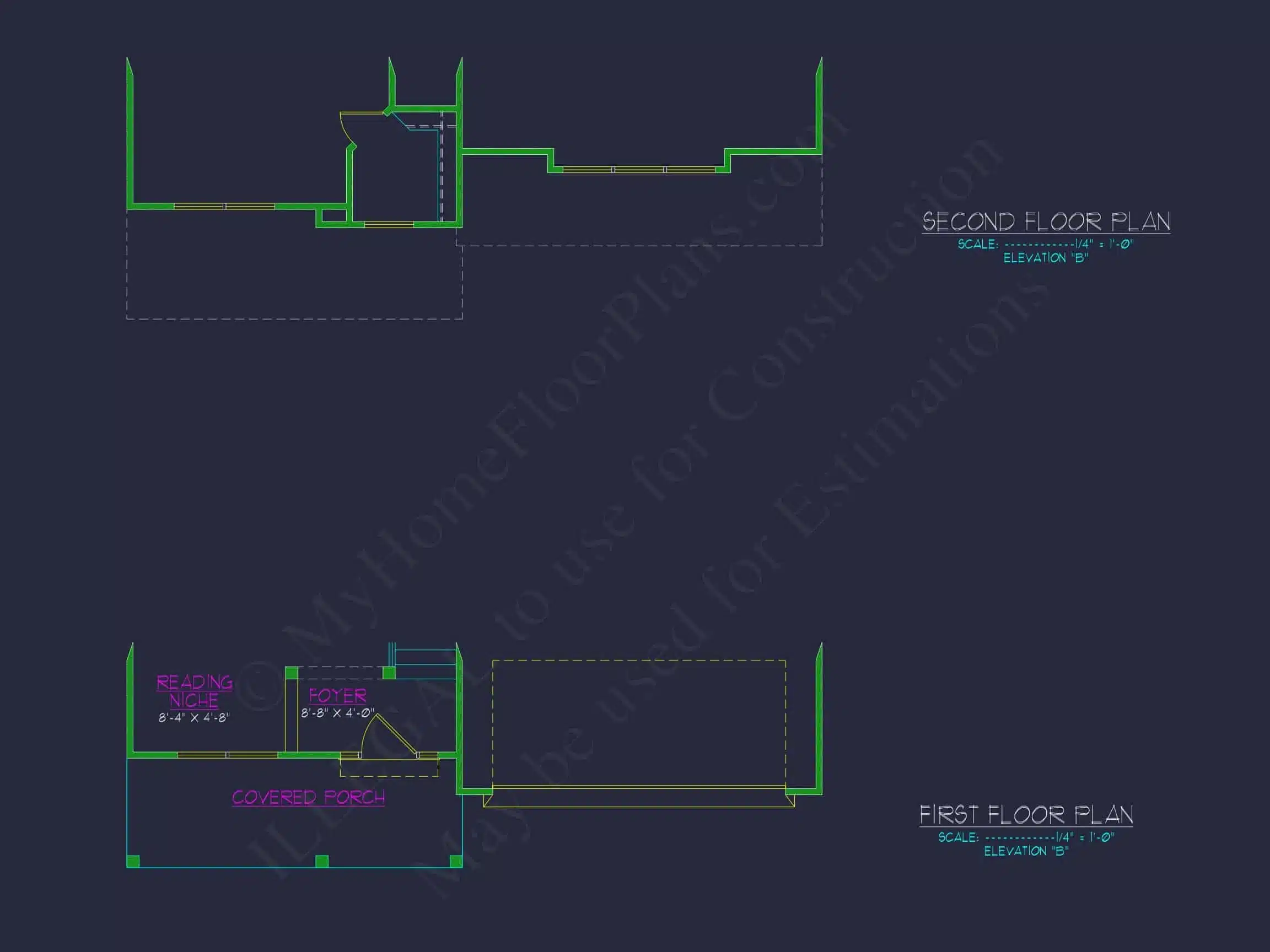 Modern Two-Story Home Plan with CAD Blueprint and Functional Layout