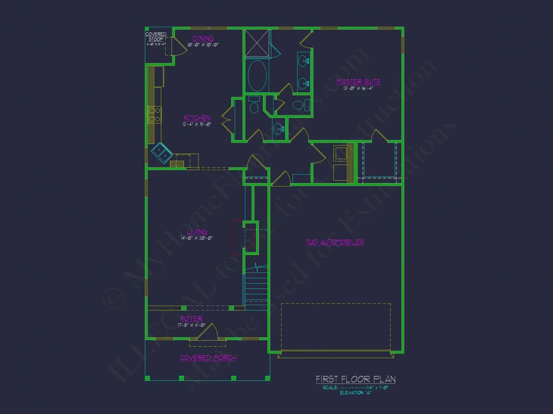 Modern Two-Story Home Plan with CAD Blueprint and Functional Layout