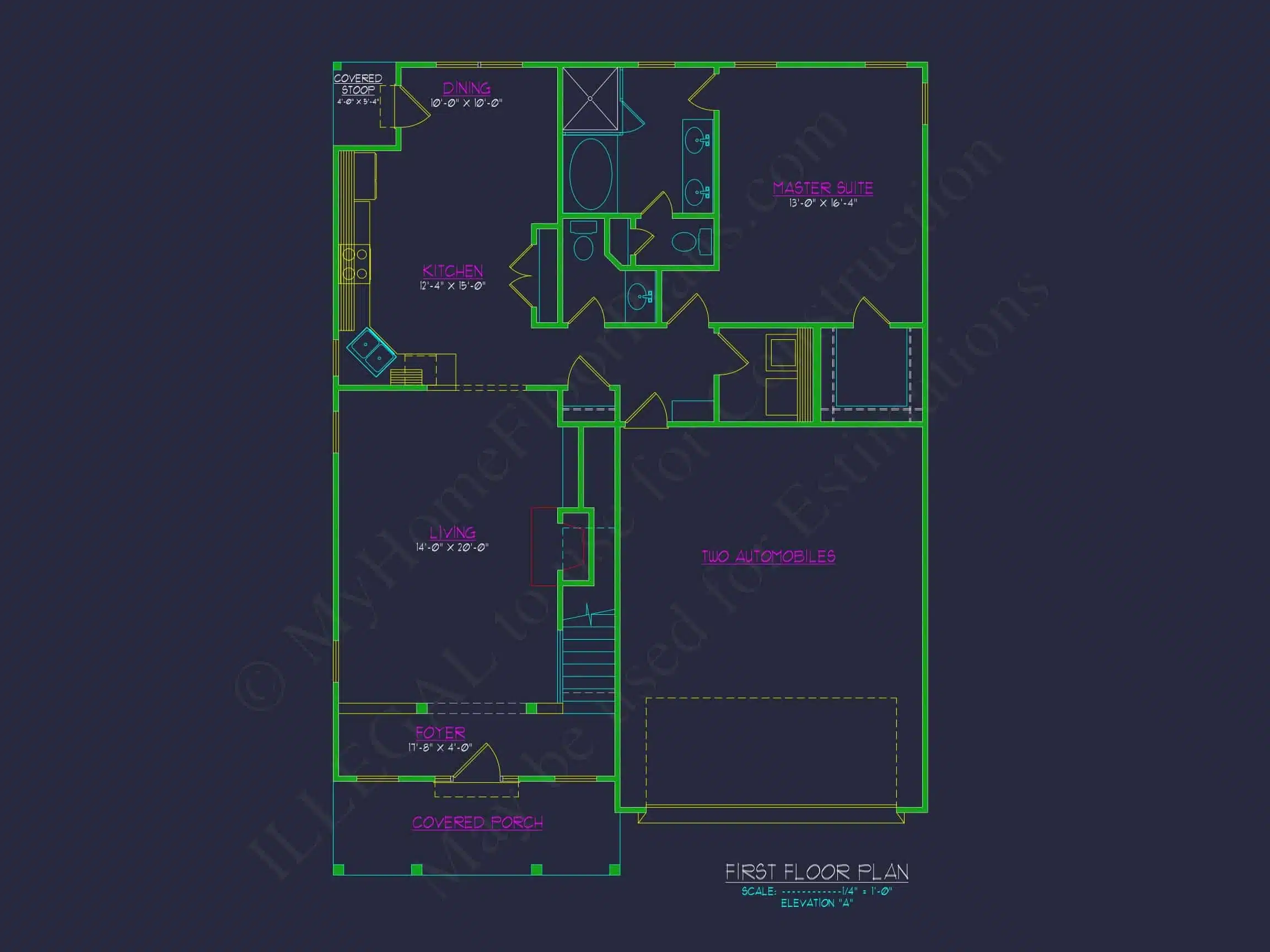 Modern Two-Story Home Plan with CAD Blueprint and Functional Layout
