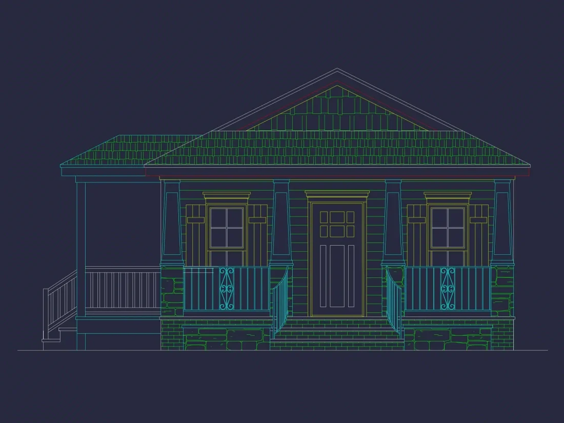 Compact Cottage Home Plan With Cozy Design and CAD Blueprint