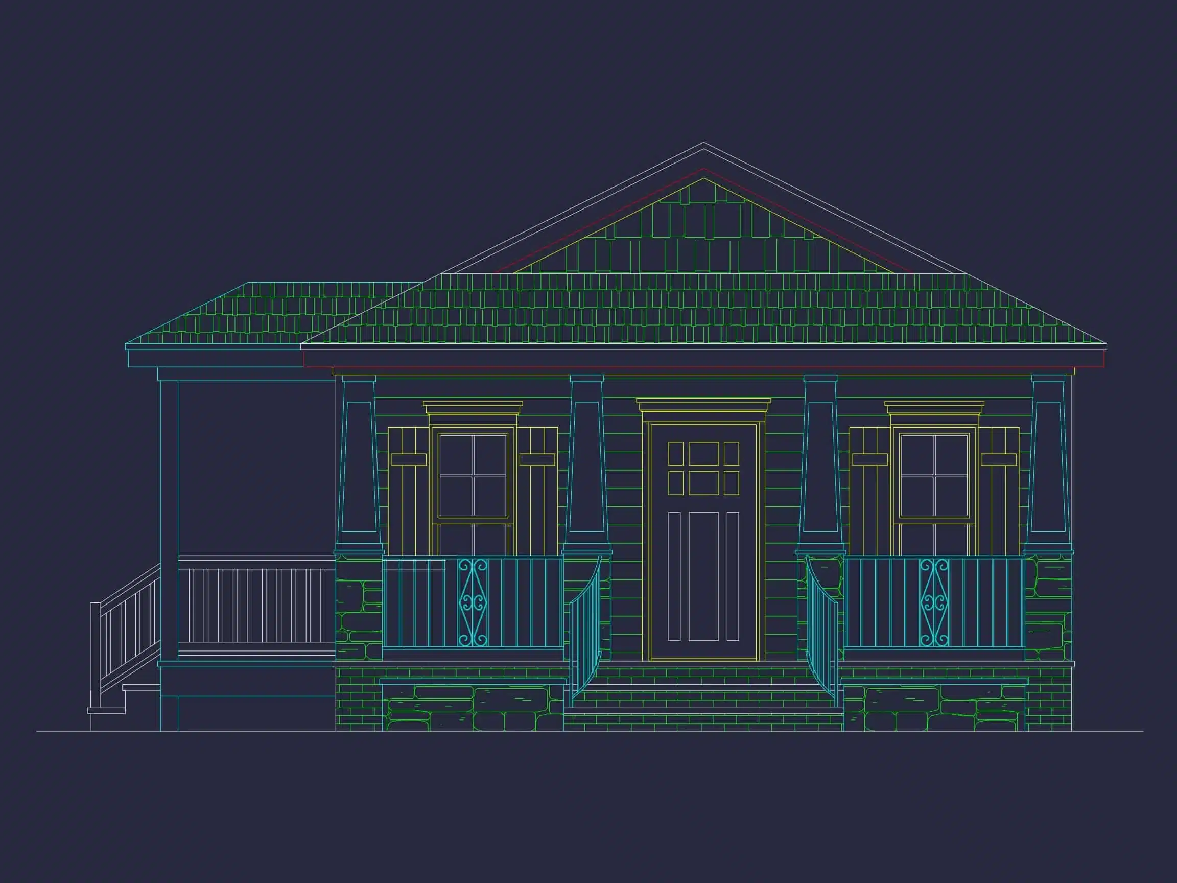 16-1848 HOUSE PLAN - Compact Cottage House Plan With Cozy Design and CAD Blueprint 2 Compact Cottage Home Plan With Cozy Design and CAD Blueprint