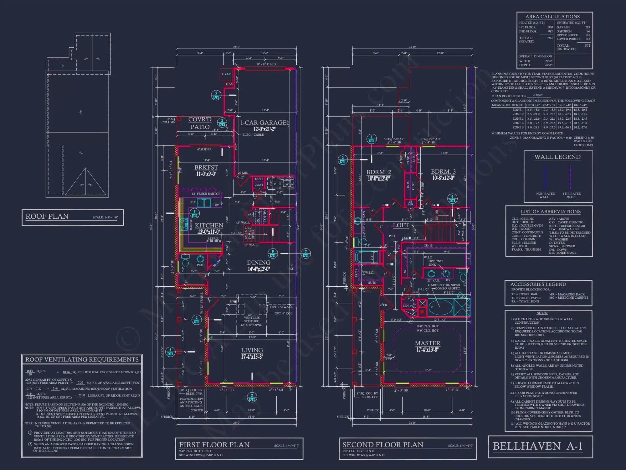 Colonial Revival Townhome Plan with Rear Entry Garage and CAD Designs