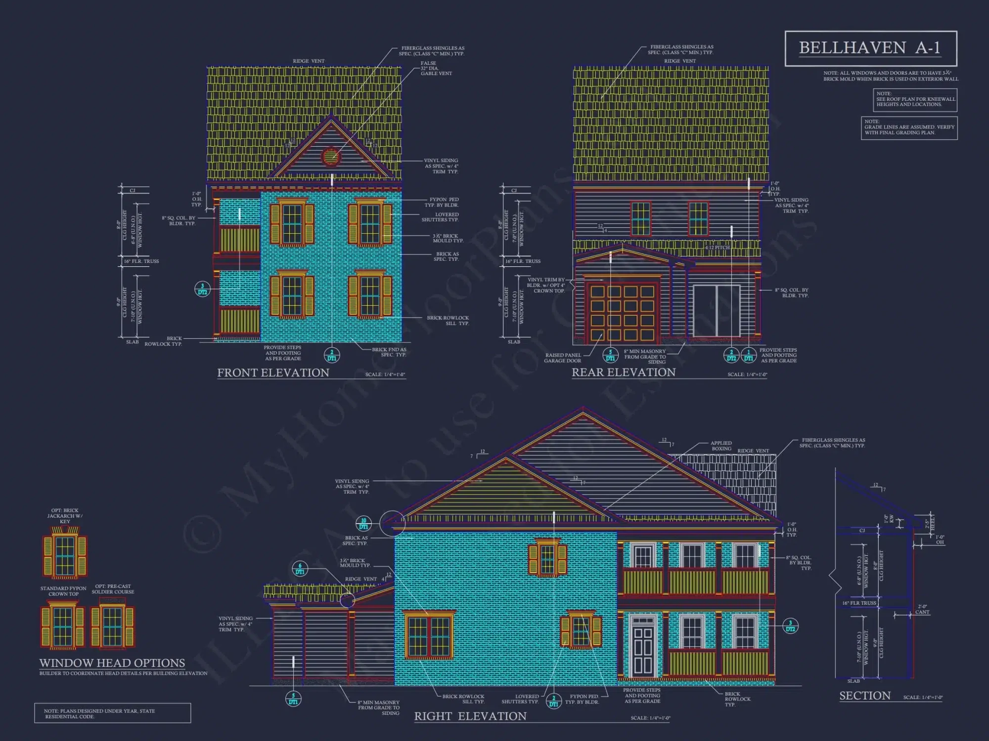 Colonial Revival Townhome Plan with Rear Entry Garage and CAD Designs
