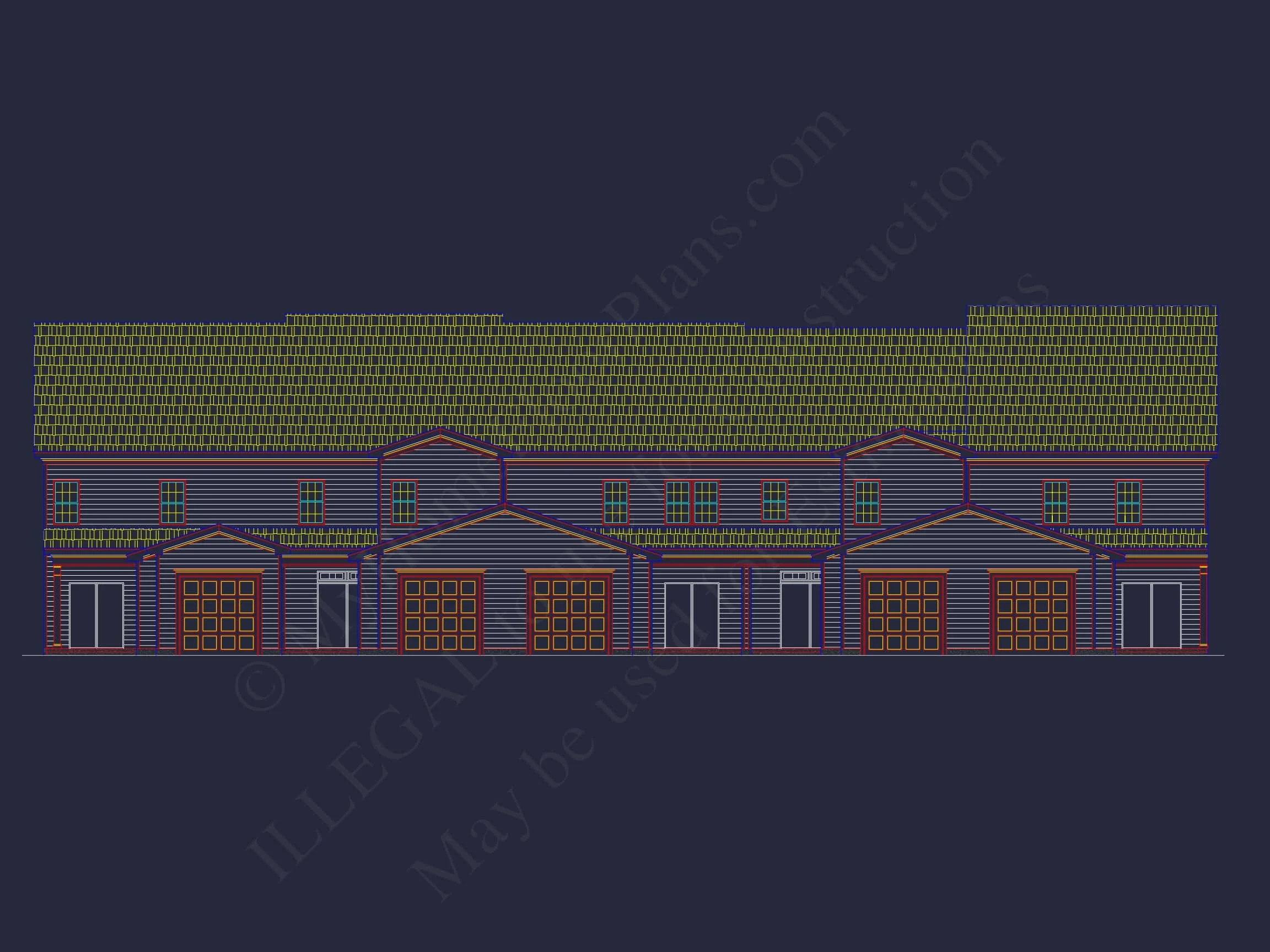 8-1395 BLDG 1 TOWNHOUSE PLAN -Colonial Revival Home Plan - 3-Bed, 2-Bath, 1,942 SF 3 5-Unit Colonial Revival Townhome Plan with Rear Entry Garage and CAD Designs