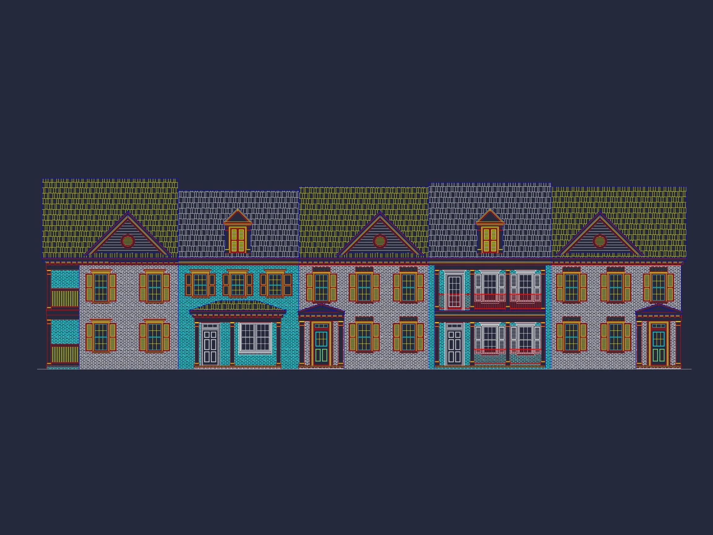 8-1395 BLDG 1 TOWNHOUSE PLAN -Colonial Revival Home Plan - 3-Bed, 2-Bath, 1,942 SF 2 Colonial Revival Townhome Plan with Rear Entry Garage and CAD Designs