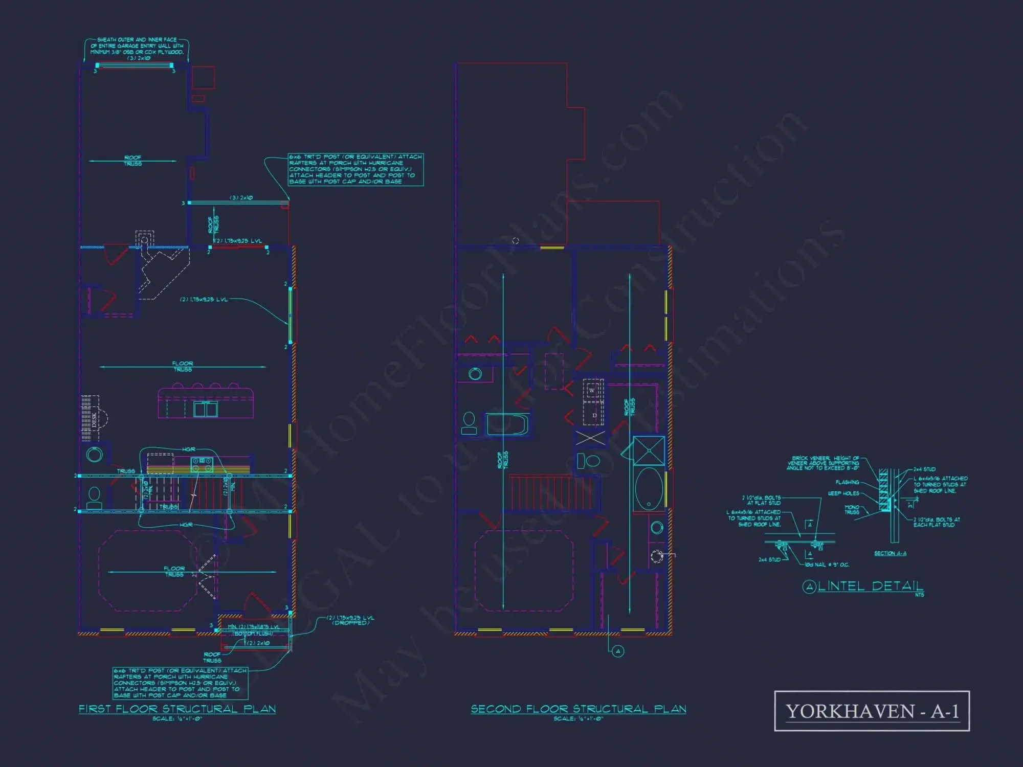 5-Unit Colonial Revival Townhome Plan with Rear Entry Garage and CAD Designs