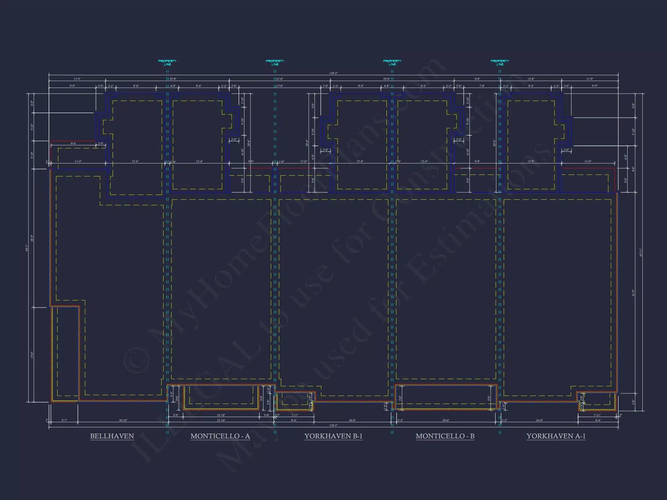 8-1395 BLDG 1 TOWNHOUSE PLAN -Colonial Revival Home Plan - 3-Bed, 2-Bath, 1,942 SF 19 5-Unit Colonial Revival Townhome Plan with Rear Entry Garage and CAD Designs