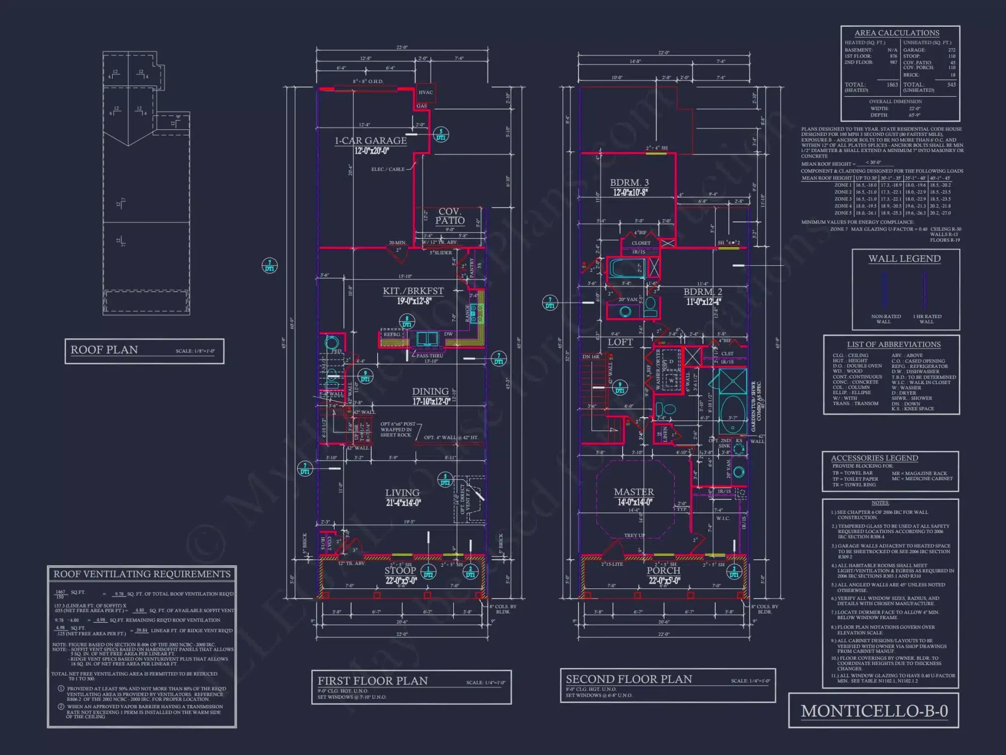 5-Unit Colonial Revival Townhome Plan with Rear Entry Garage and CAD Designs