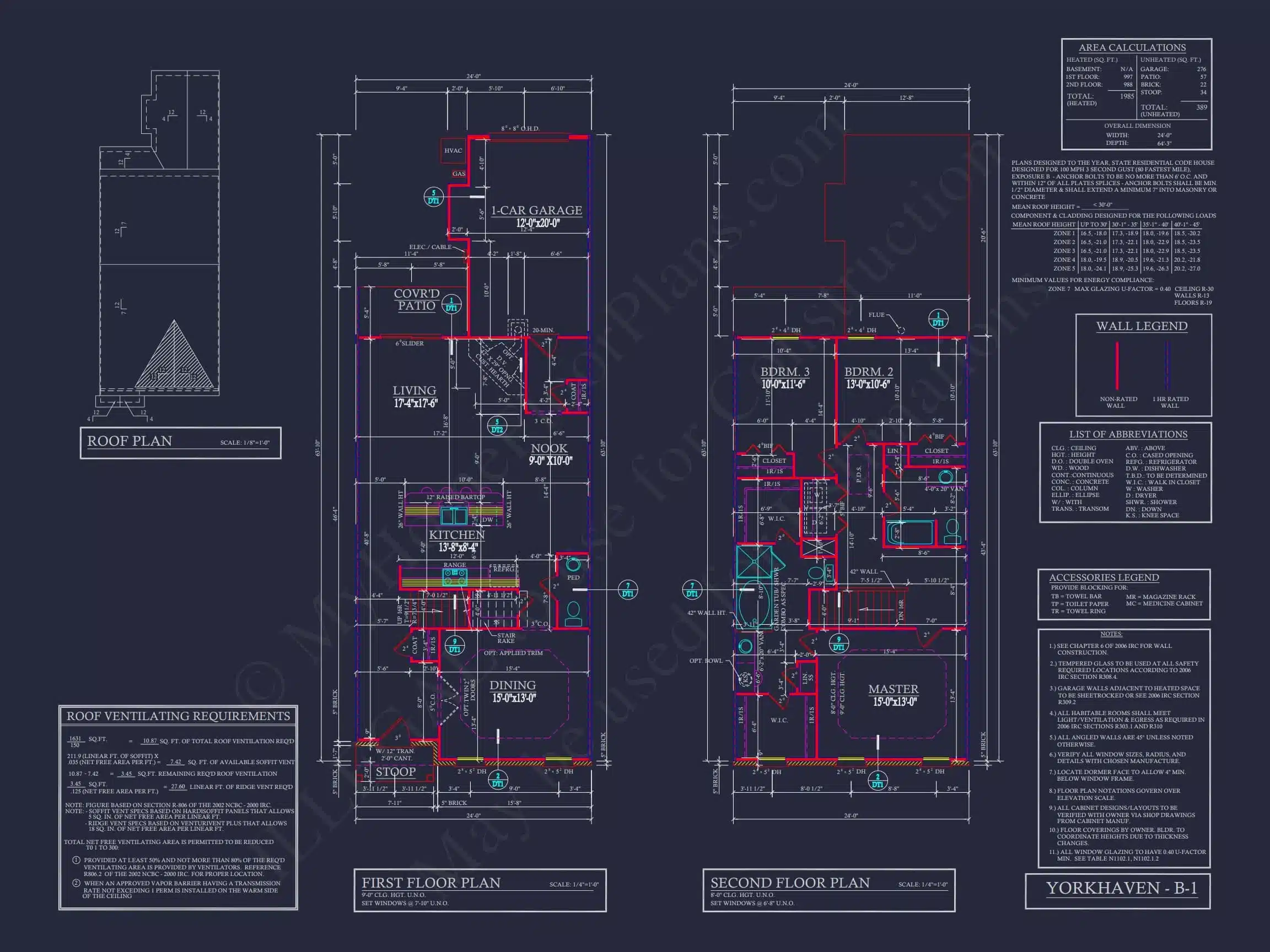 8-1395 BLDG 1 TOWNHOUSE PLAN -Colonial Revival Home Plan - 3-Bed, 2-Bath, 1,942 SF 24 5-Unit Colonial Revival Townhome Plan with Rear Entry Garage and CAD Designs