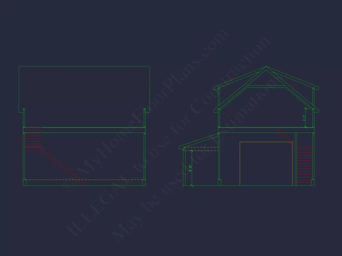 Compact House Plan with Oversized Garage and Living Area Above