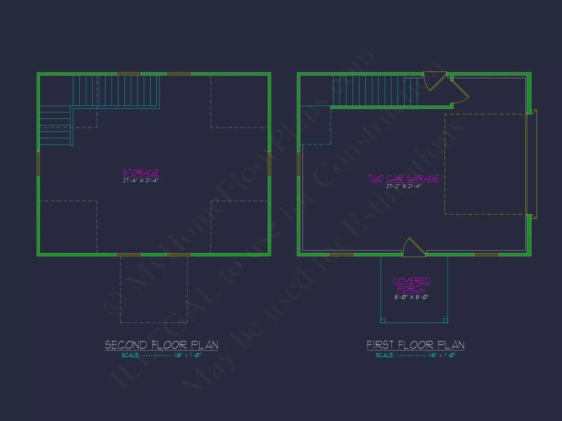 Compact House Plan with Oversized Garage and Living Area Above