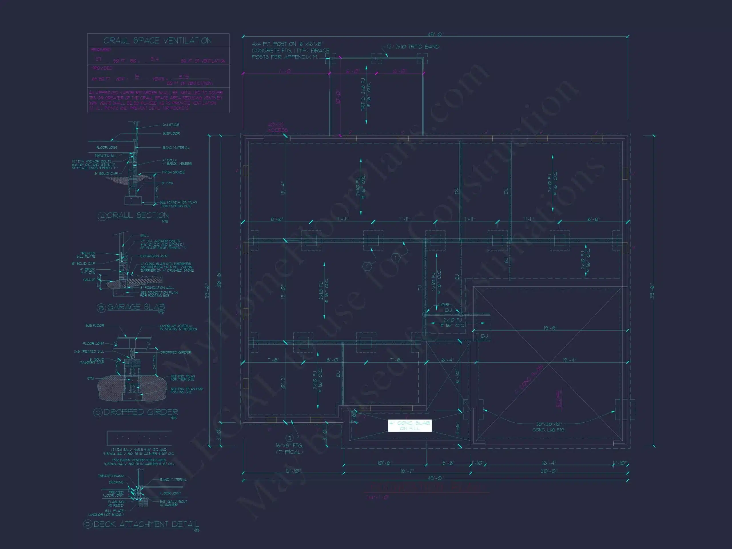 9-1466 HOUSE PLAN - Ranch House Floor Plan: 3-Bed, 2-Bath CAD Designs 7 Ranch Home Floor Plan 3-Bed, 2-Bath CAD Designs