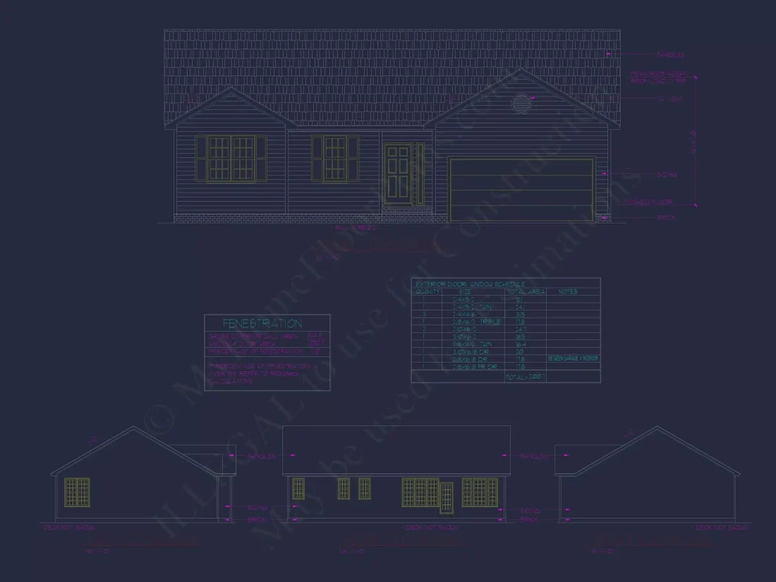 Ranch Home Floor Plan 3-Bed, 2-Bath CAD Designs