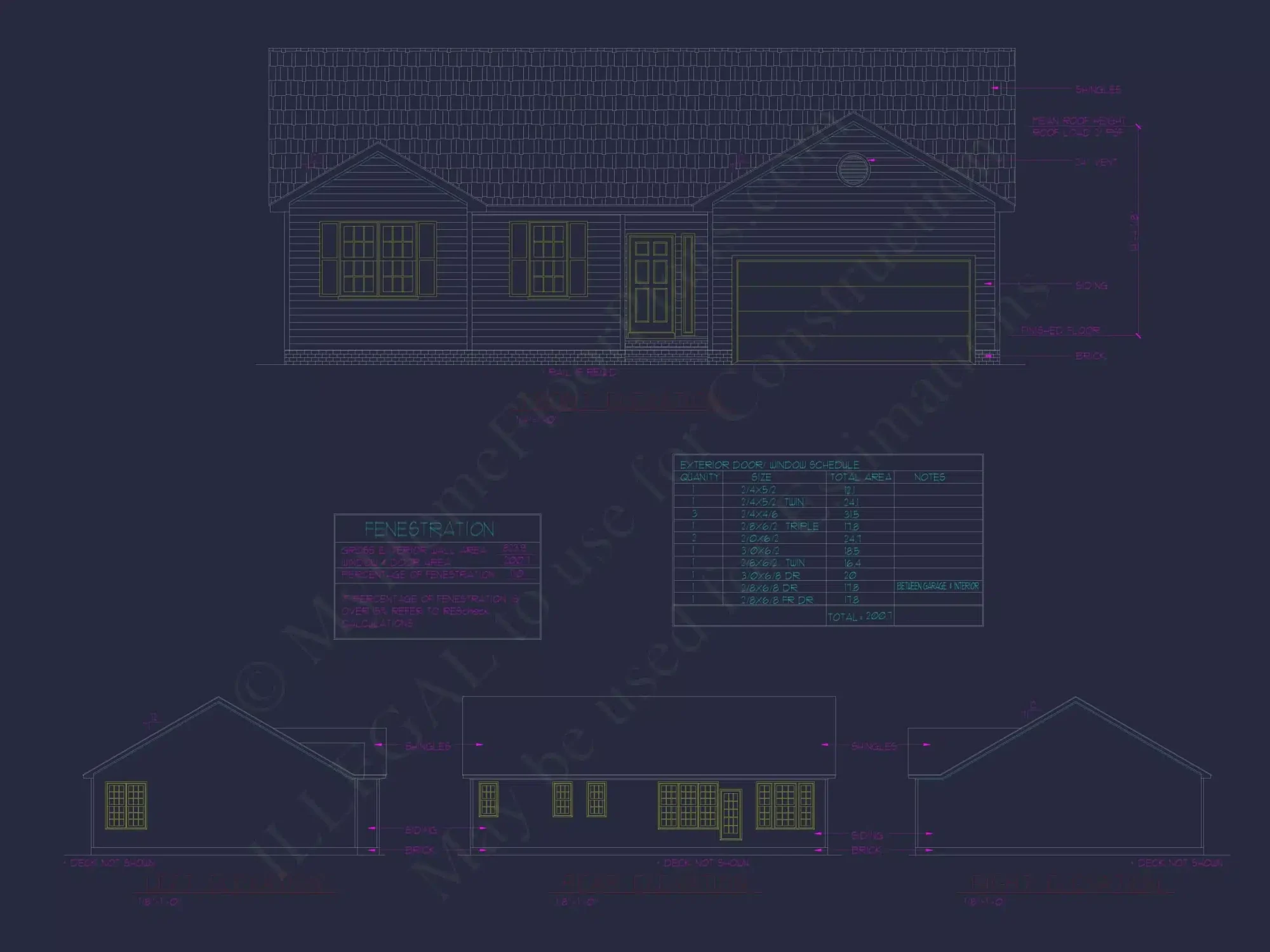 Ranch Home Floor Plan 3-Bed, 2-Bath CAD Designs