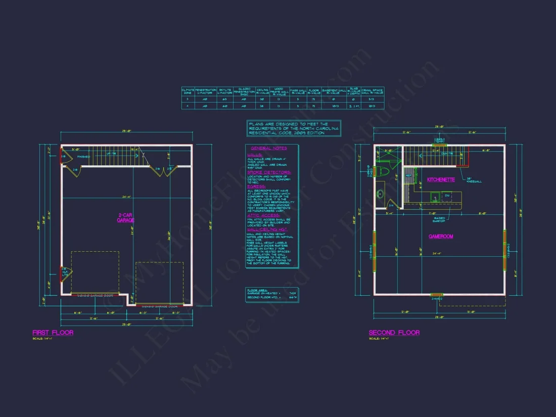 2-Car Garage House Plan with Living Space and CAD Blueprints