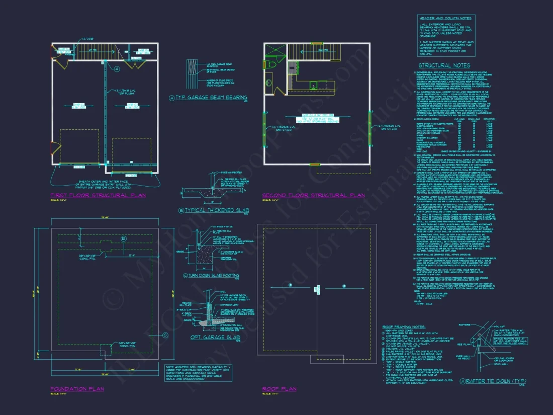2-Car Garage House Plan with Living Space and CAD Blueprints