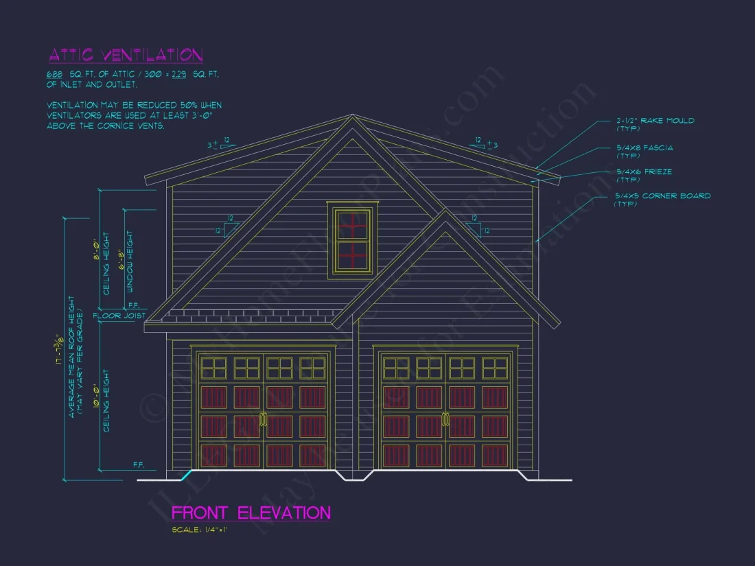 2-Car Garage House Plan with Living Space and CAD Blueprints