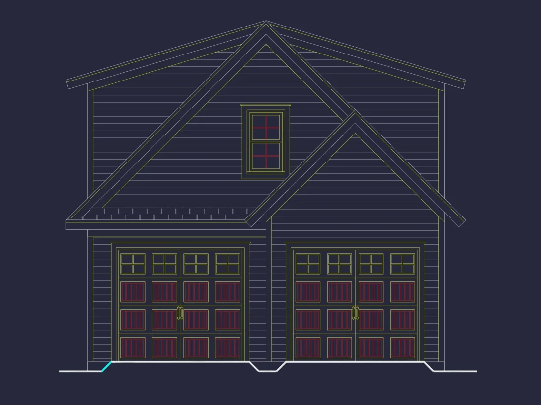 2-Car Garage House Plan with Living Space and CAD Blueprints