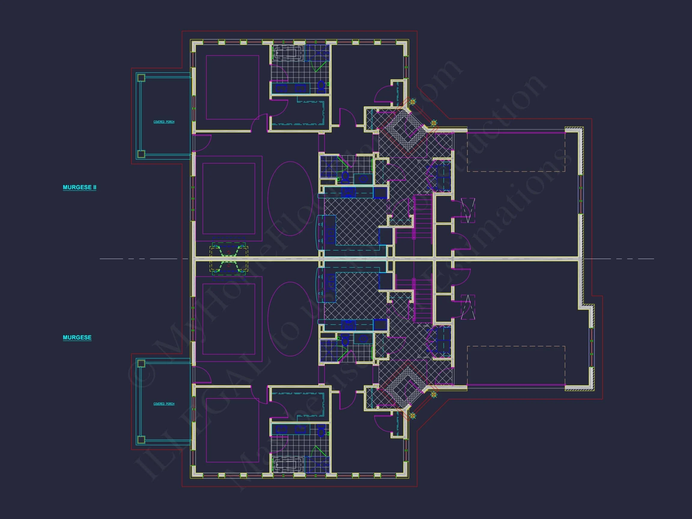 10-1929B DUPLEX PLAN - Elegant House Plan with Detailed Floor Plan, CAD Blueprint & Designs 7 Elegant Home Plan with Detailed Floor Plan, CAD Blueprint & Designs