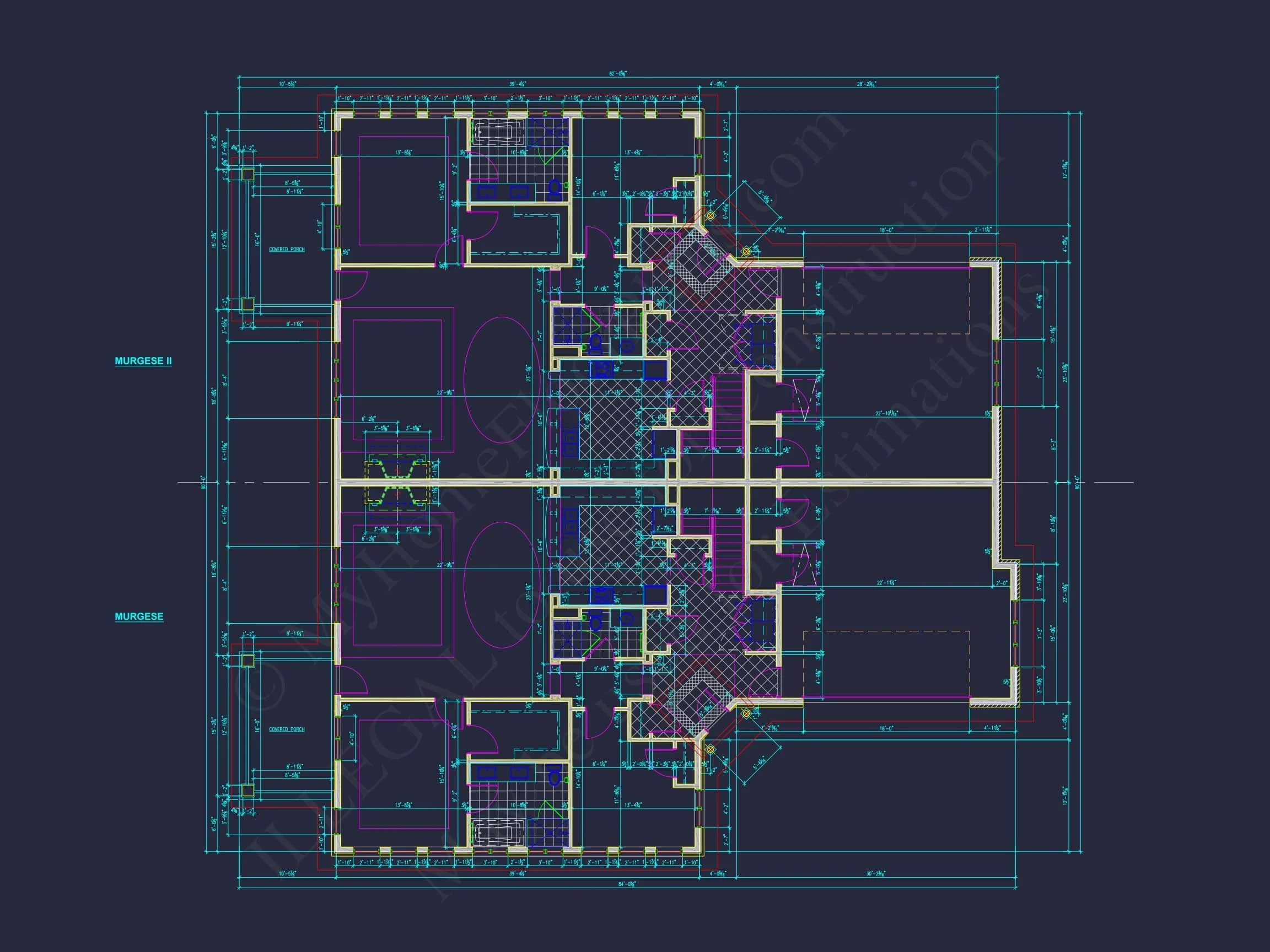 10-1929B DUPLEX PLAN - Elegant House Plan with Detailed Floor Plan, CAD Blueprint & Designs 9 Elegant Home Plan with Detailed Floor Plan, CAD Blueprint & Designs