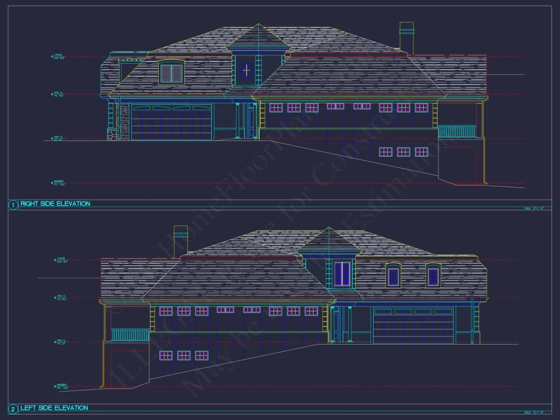 Elegant Home Plan with Detailed Floor Plan, CAD Blueprint & Designs