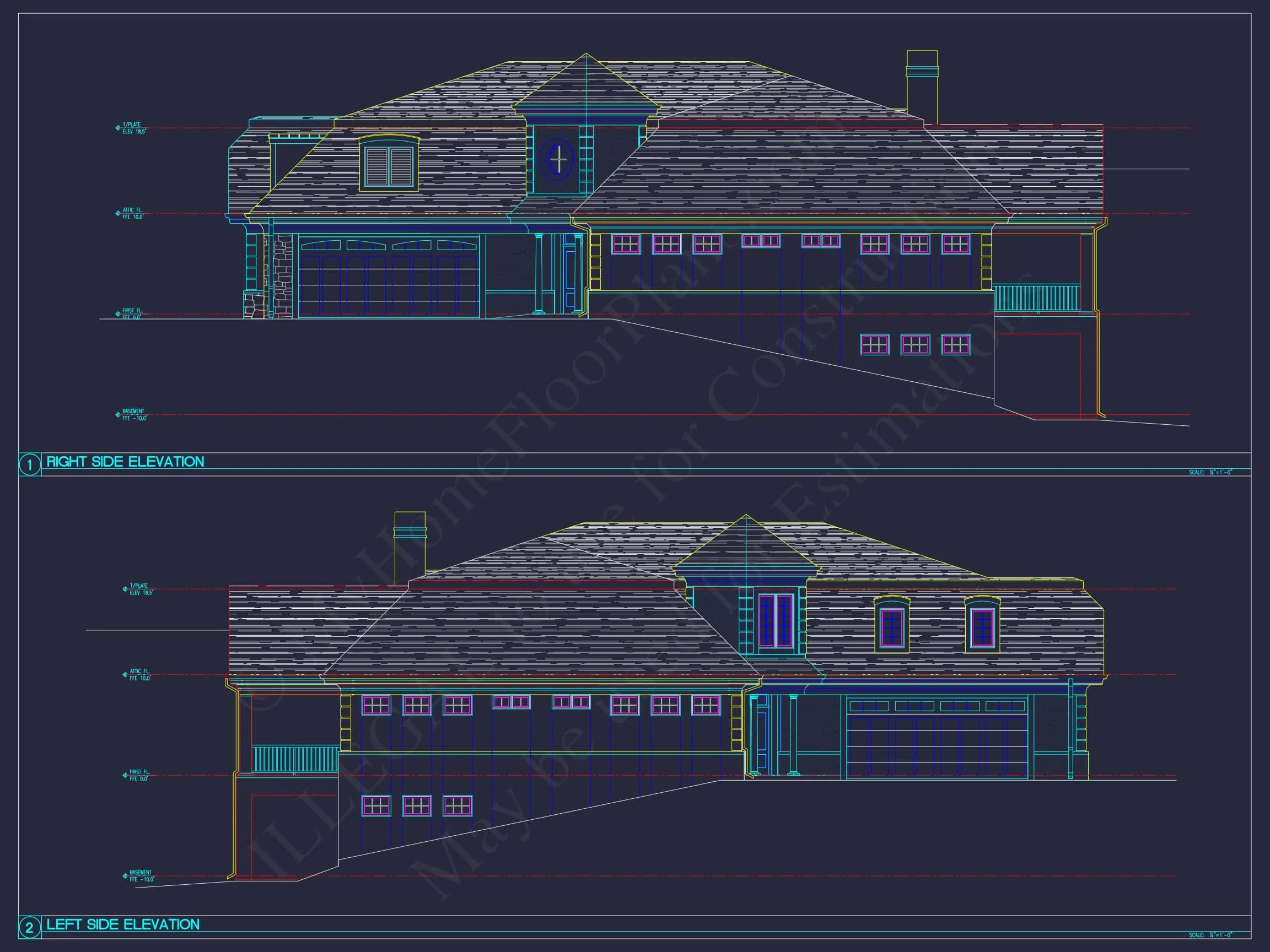 10-1929B DUPLEX PLAN - Elegant House Plan with Detailed Floor Plan, CAD Blueprint & Designs 4 Elegant Home Plan with Detailed Floor Plan, CAD Blueprint & Designs