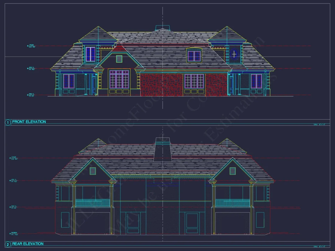 Elegant Home Plan with Detailed Floor Plan, CAD Blueprint & Designs