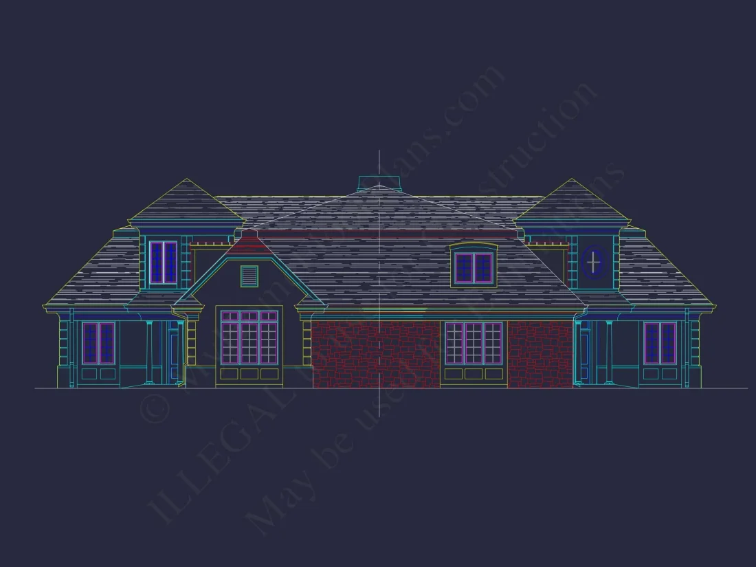 Elegant Home Plan with Detailed Floor Plan, CAD Blueprint & Designs