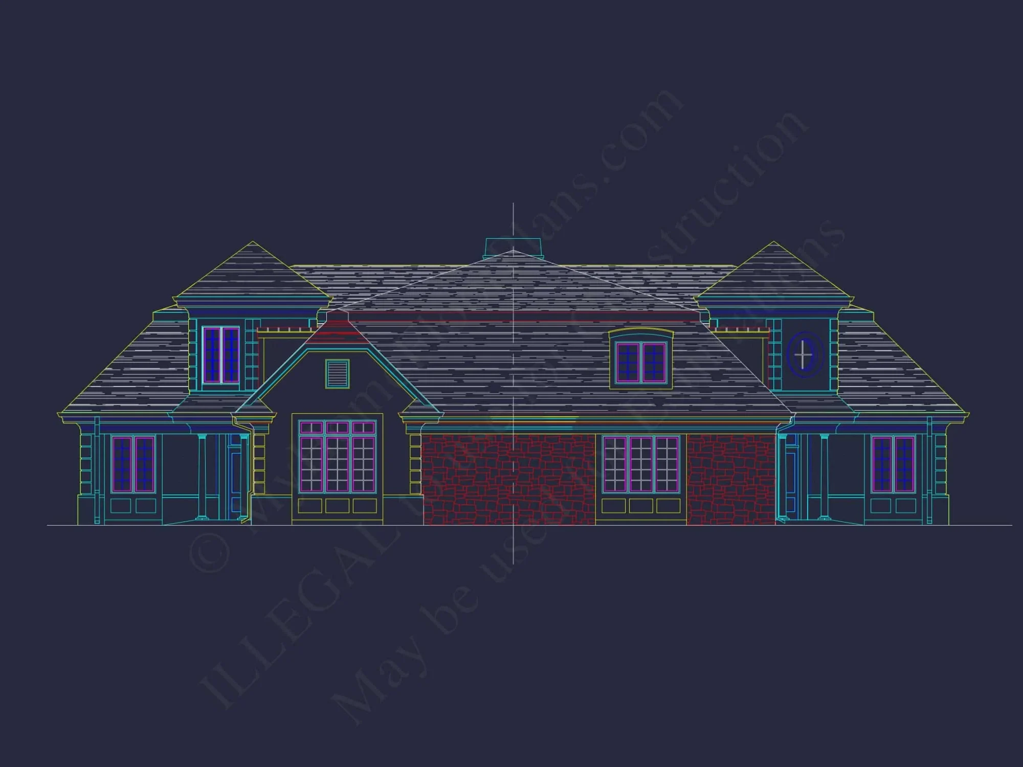 Elegant Home Plan with Detailed Floor Plan, CAD Blueprint & Designs