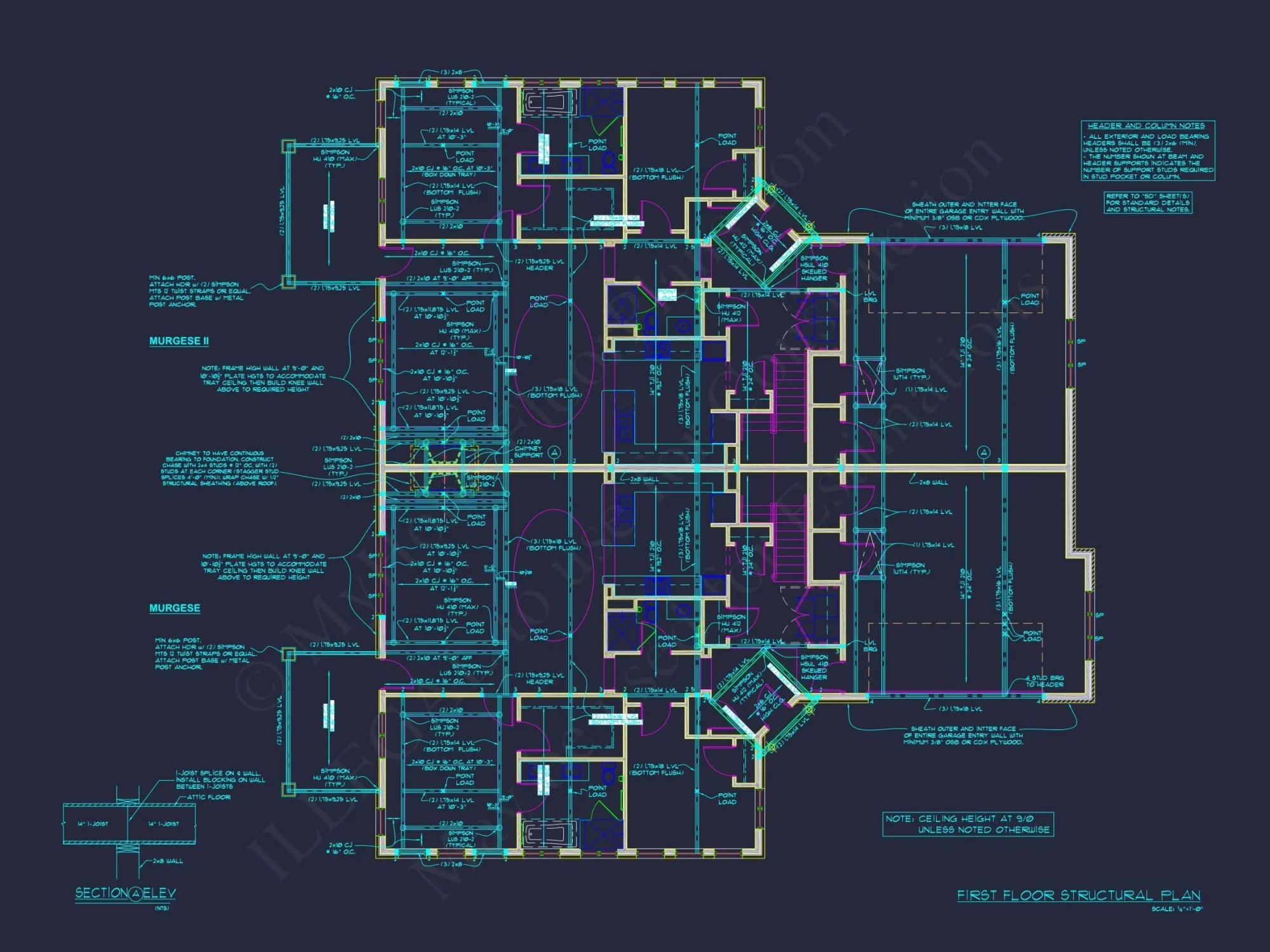 Elegant Home Plan with Detailed Floor Plan, CAD Blueprint & Designs