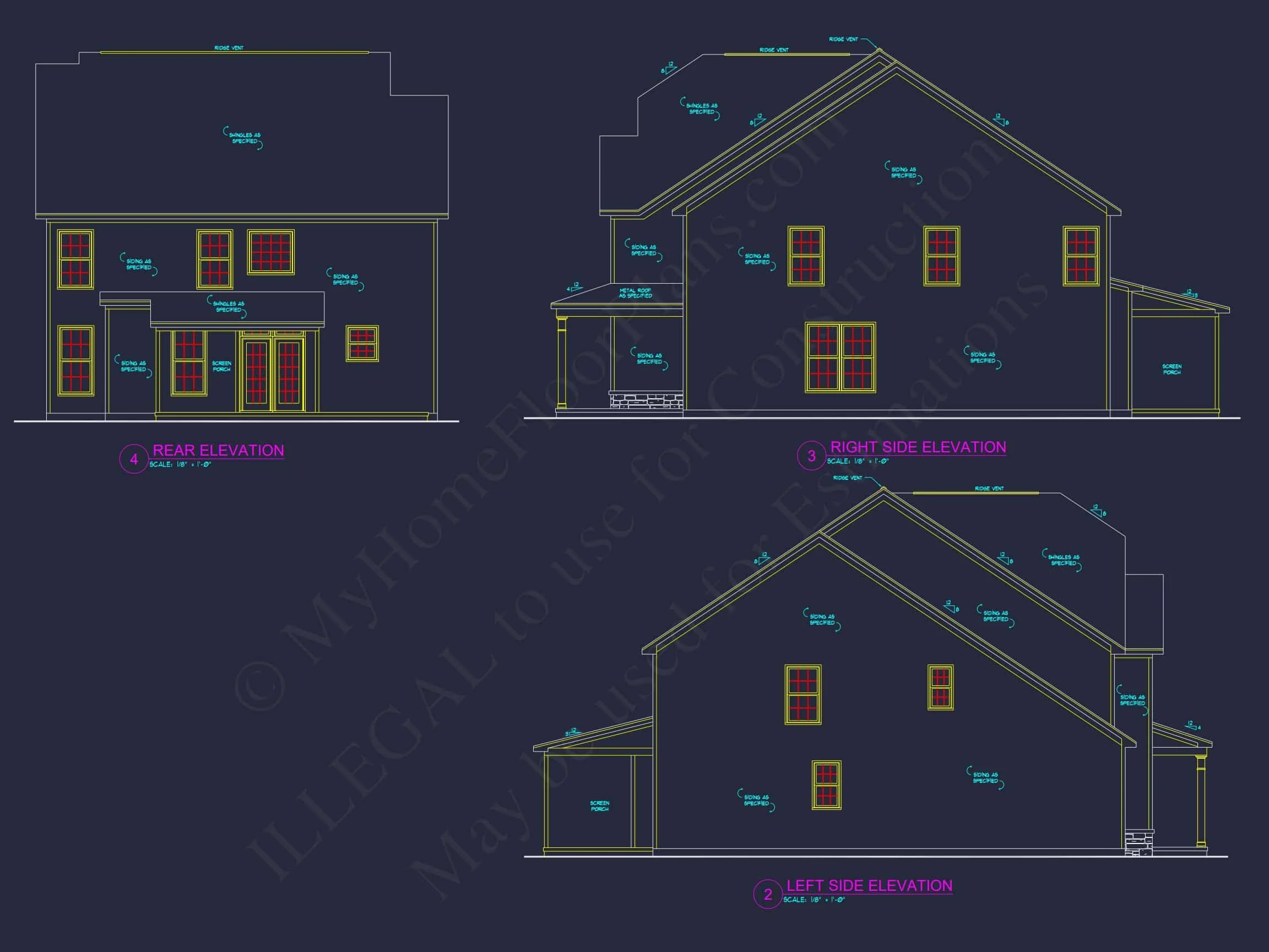 9-1651B HOUSE PLAN - Modern 2-Story House Plan | Architecture, Floor Plans & CAD Designs 3 Modern 2-Story House Plan with Customizable CAD Designs