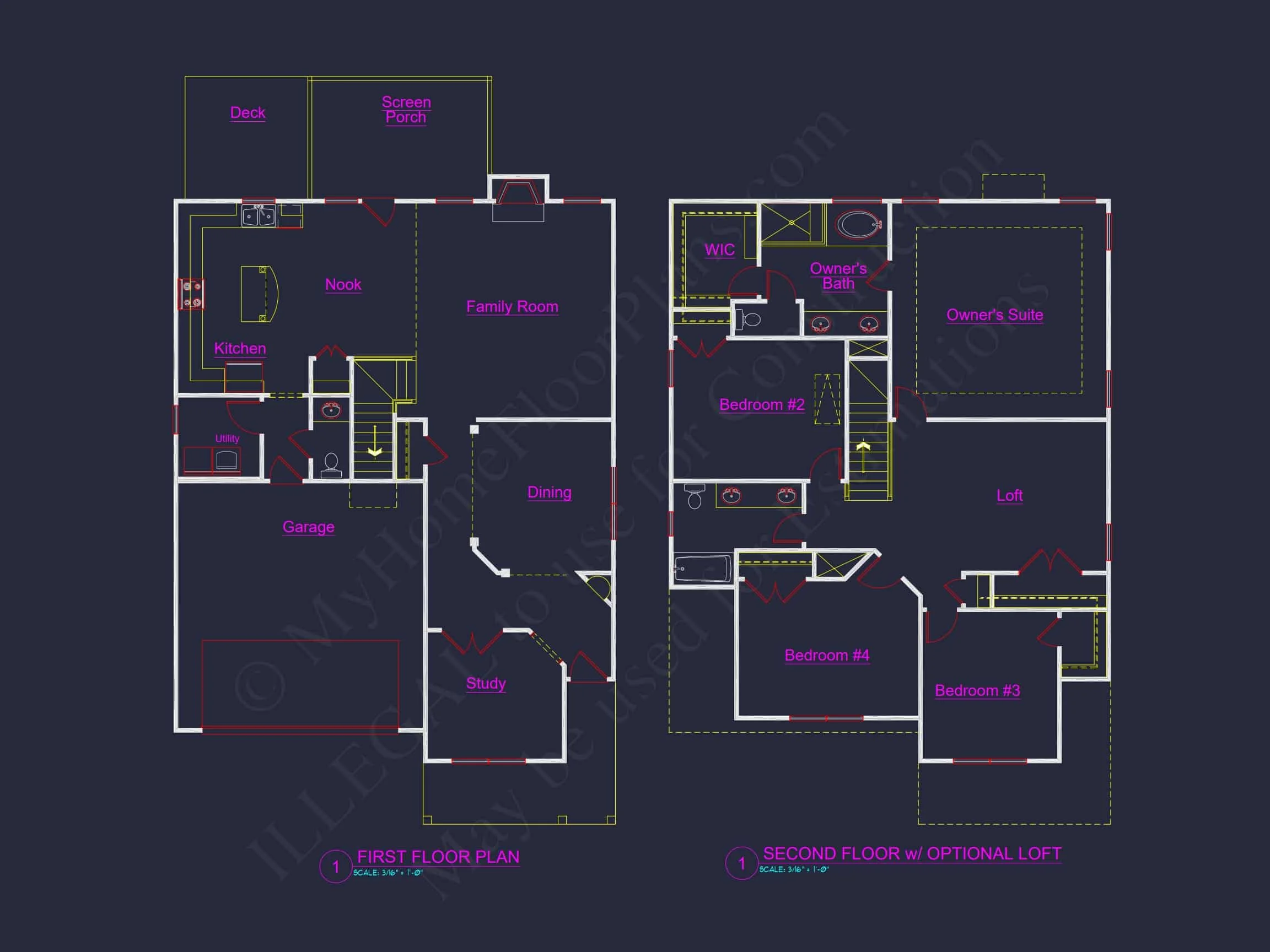 9-1651B HOUSE PLAN - Modern 2-Story House Plan | Architecture, Floor Plans & CAD Designs 12 Modern 2-Story House Plan with Customizable CAD Designs