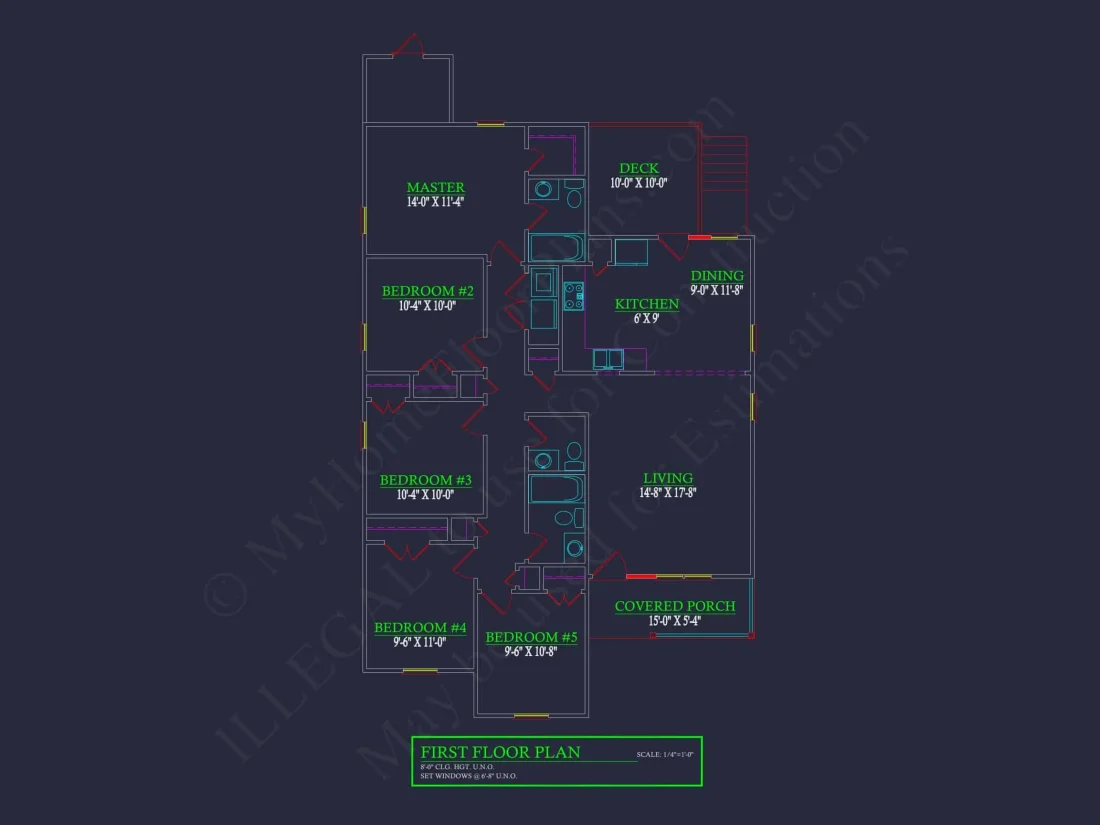 Charming 1-Story Traditional Ranch House Plan with 5 Bedrooms