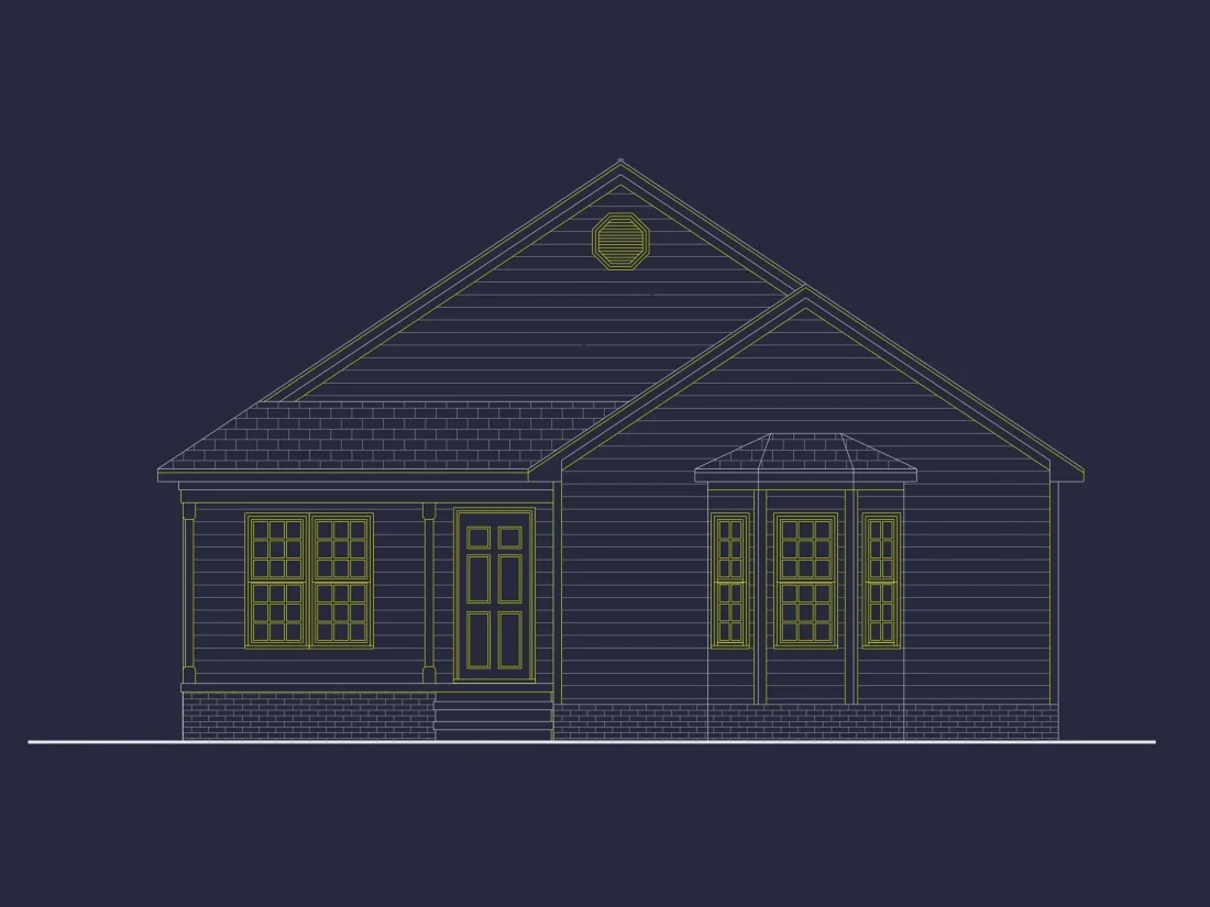 Charming 1-Story House Plan with 3 Bedrooms and Efficient CAD Designs