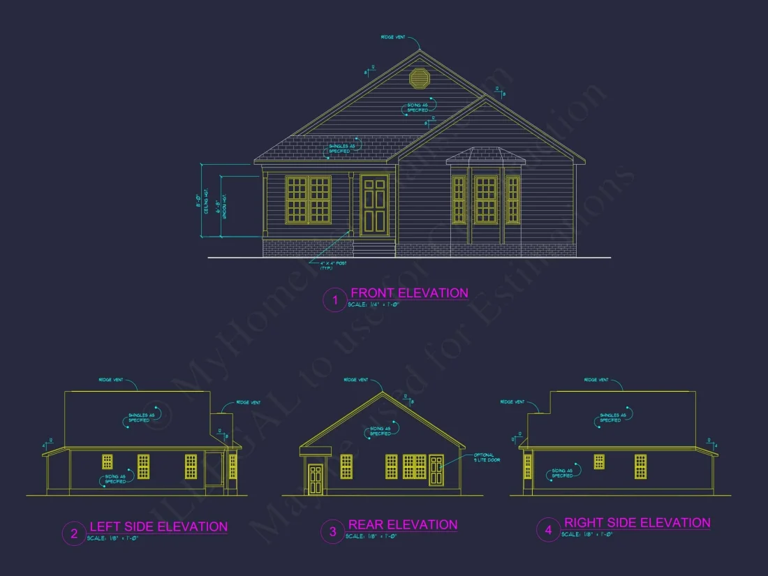 Charming 1-Story House Plan with 3 Bedrooms and Efficient CAD Designs
