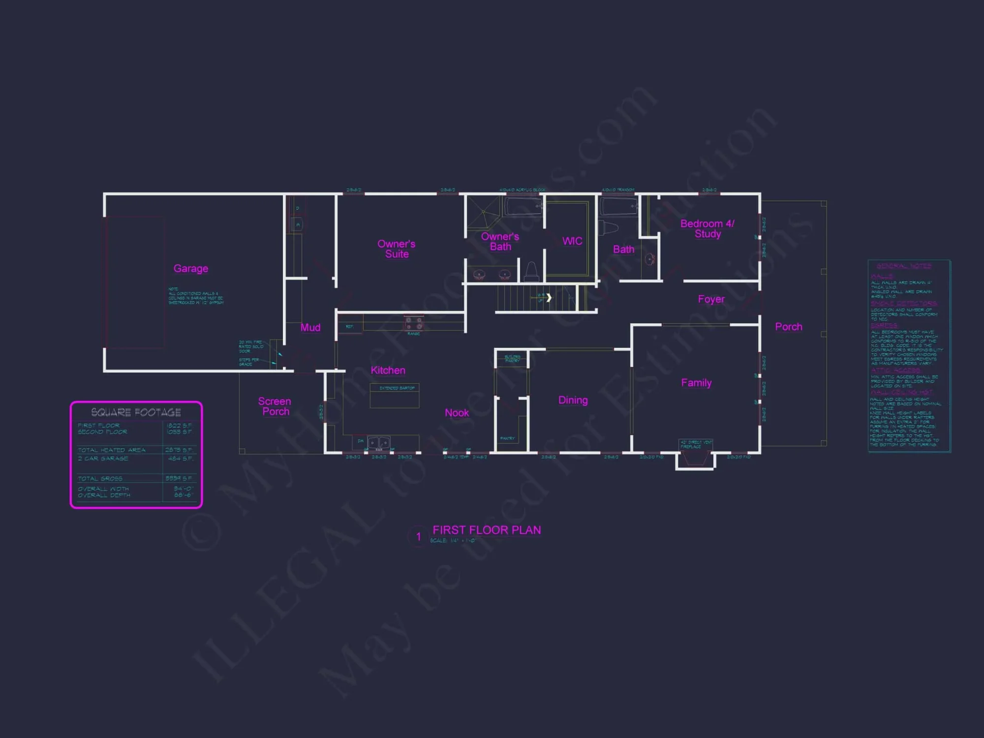 Craftsman Home Plan with Spacious Floor Designs and CAD Blueprint