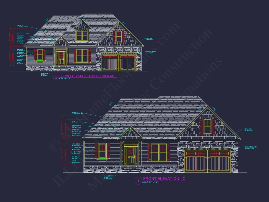 Craftsman 1.5-Story House Plan with Vaulted Ceilings & Porches