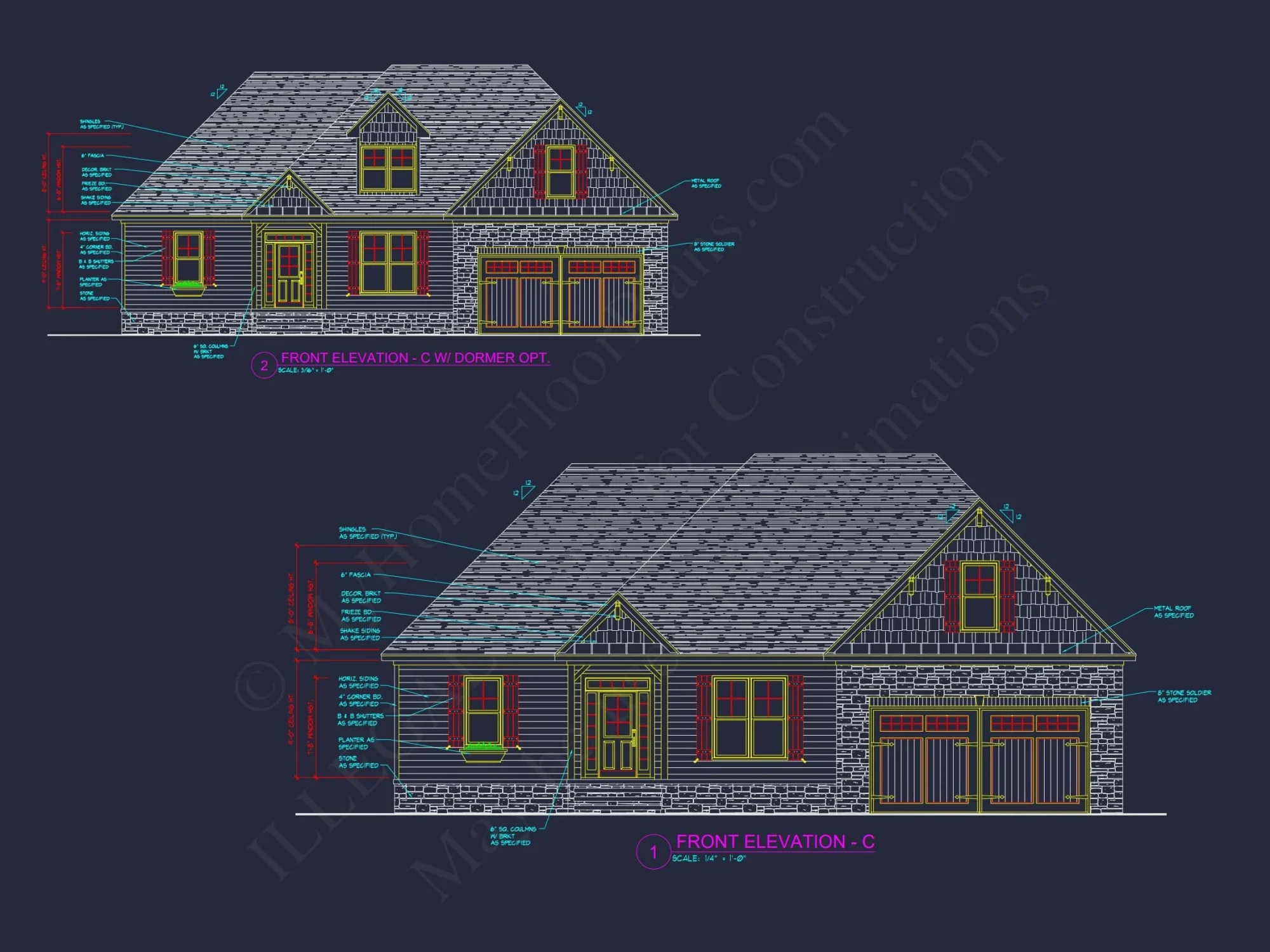 Craftsman 1.5-Story House Plan with Vaulted Ceilings & Porches