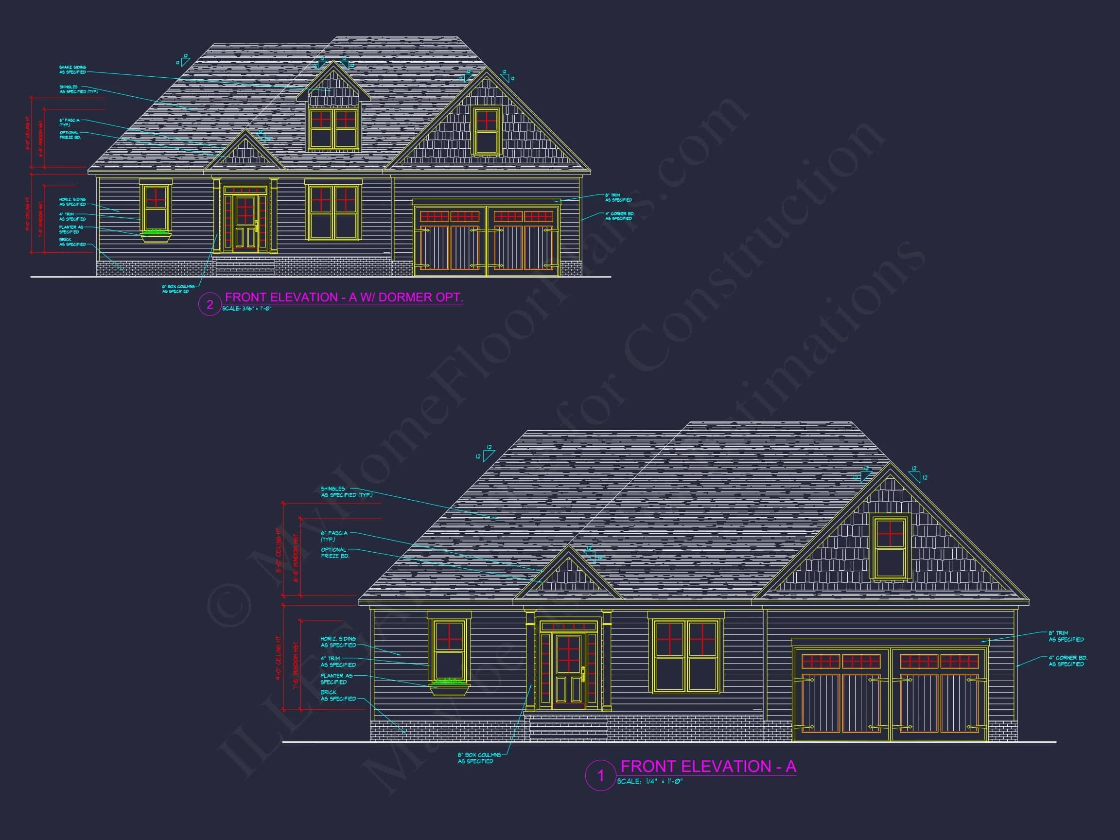 13-1174 HOUSE PLAN - Craftsman House Floor Plan – Stunning CAD Designs & Blueprints 10 Craftsman 1.5-Story House Plan with Vaulted Ceilings & Porches