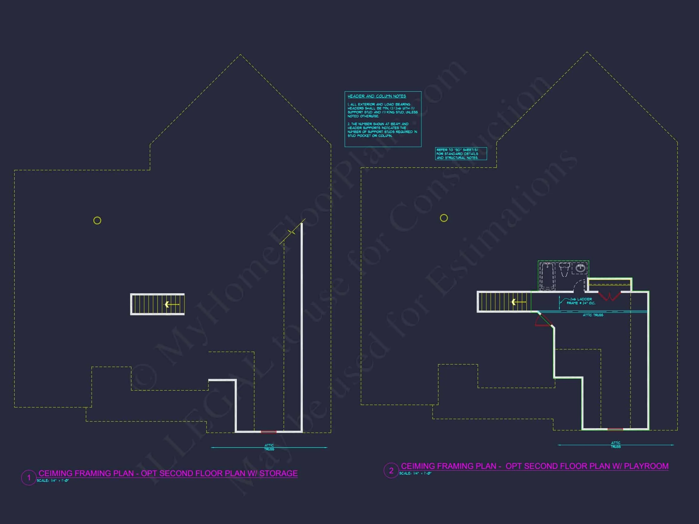 13-1174 HOUSE PLAN - Craftsman House Floor Plan – Stunning CAD Designs & Blueprints 16 Craftsman 1.5-Story House Plan with Vaulted Ceilings & Porches