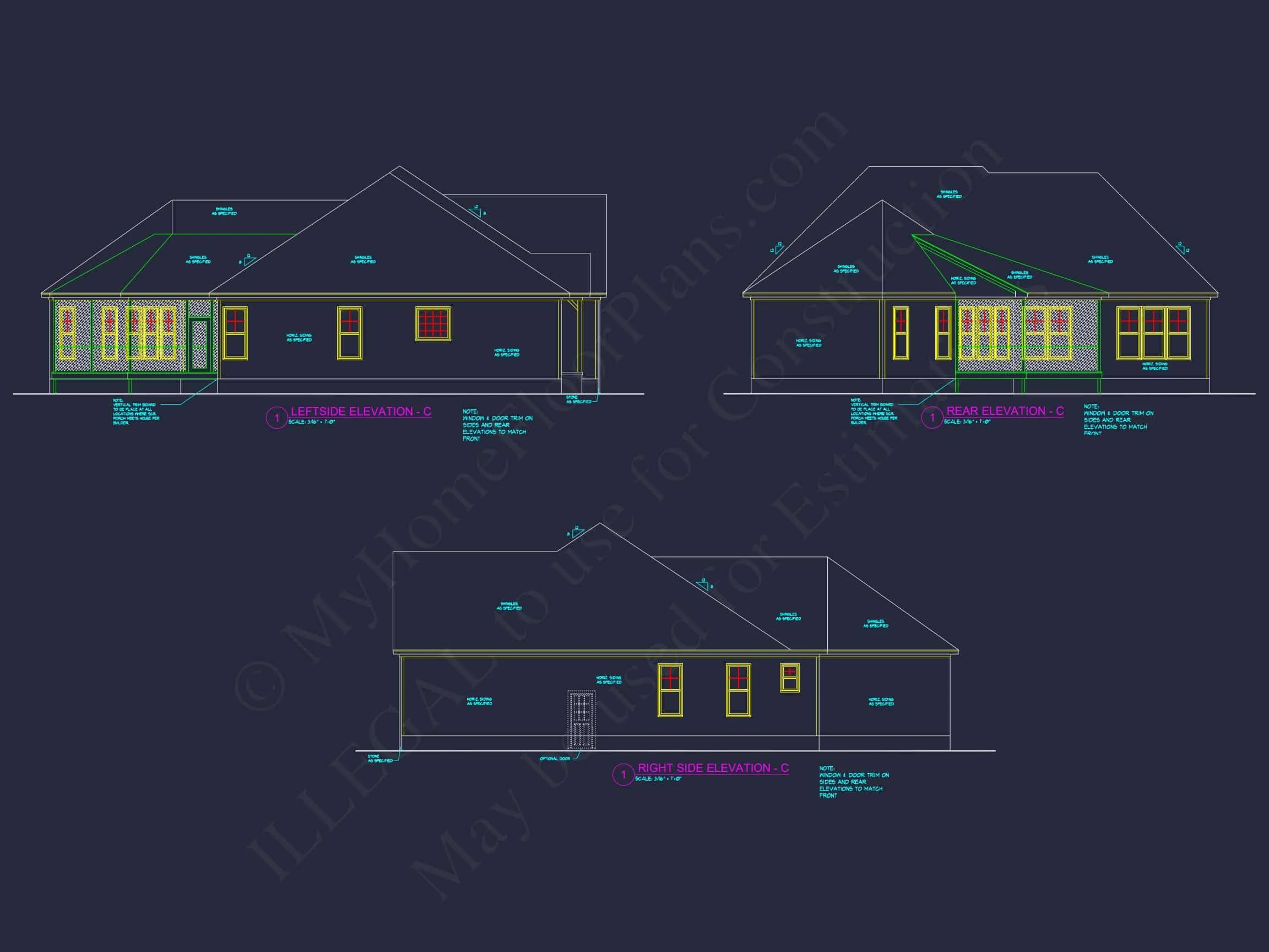 13-1174 HOUSE PLAN - Craftsman House Floor Plan – Stunning CAD Designs & Blueprints 3 Craftsman 1.5-Story House Plan with Vaulted Ceilings & Porches