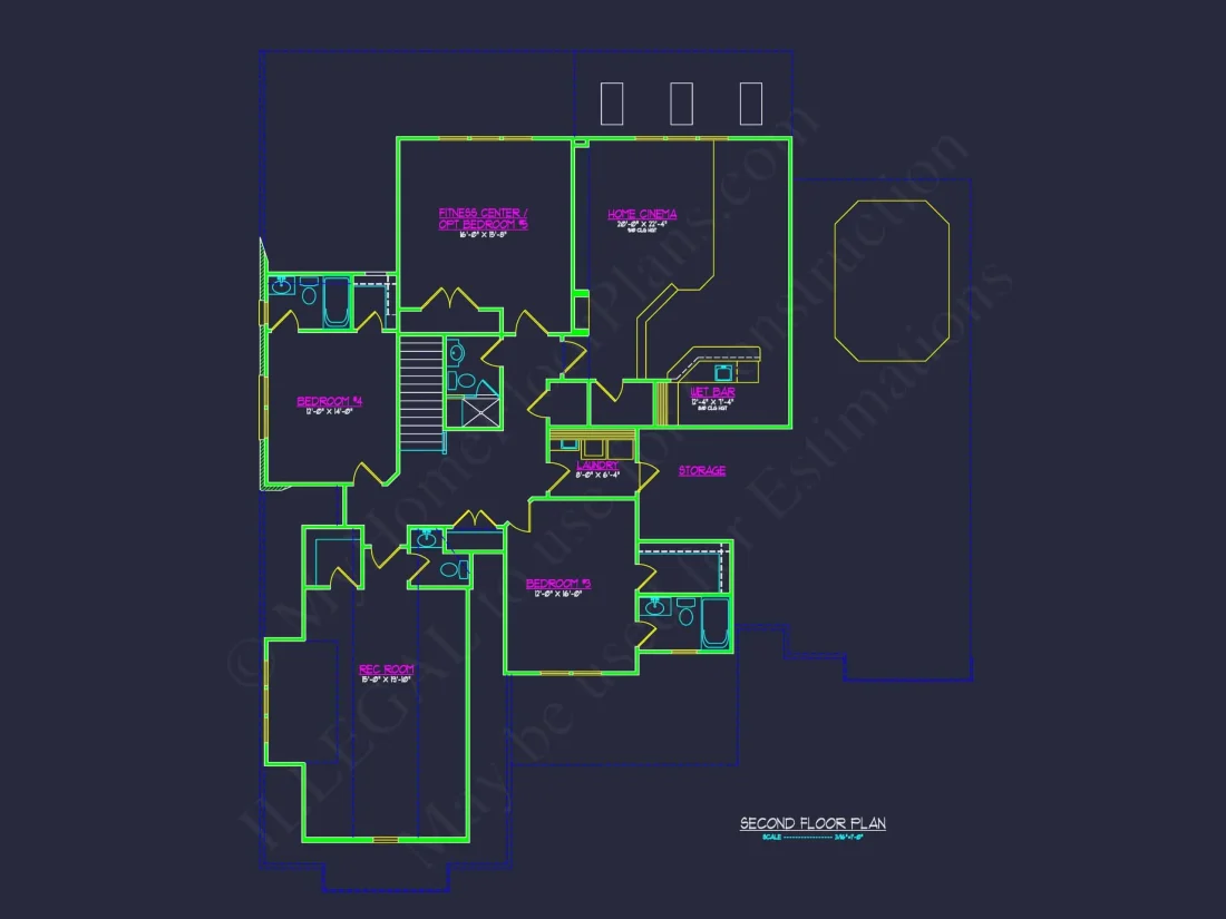 Modern Craftsman House Floor Plan with 5 Bedrooms & 3-Car Garage