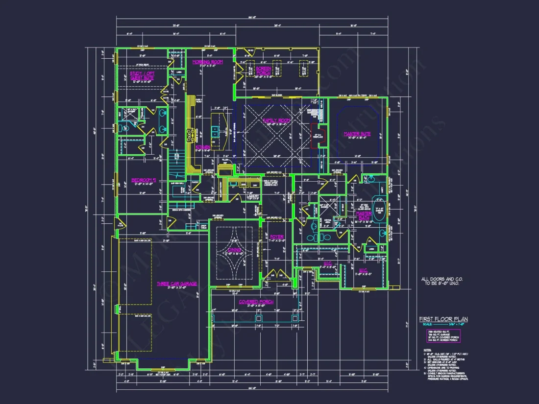 Modern Craftsman House Floor Plan with 5 Bedrooms & 3-Car Garage