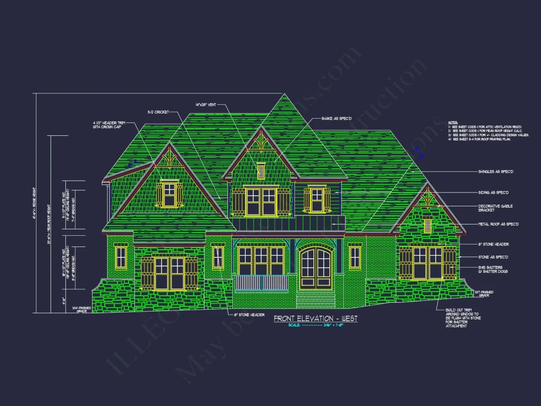 Modern Craftsman House Floor Plan with 5 Bedrooms & 3-Car Garage