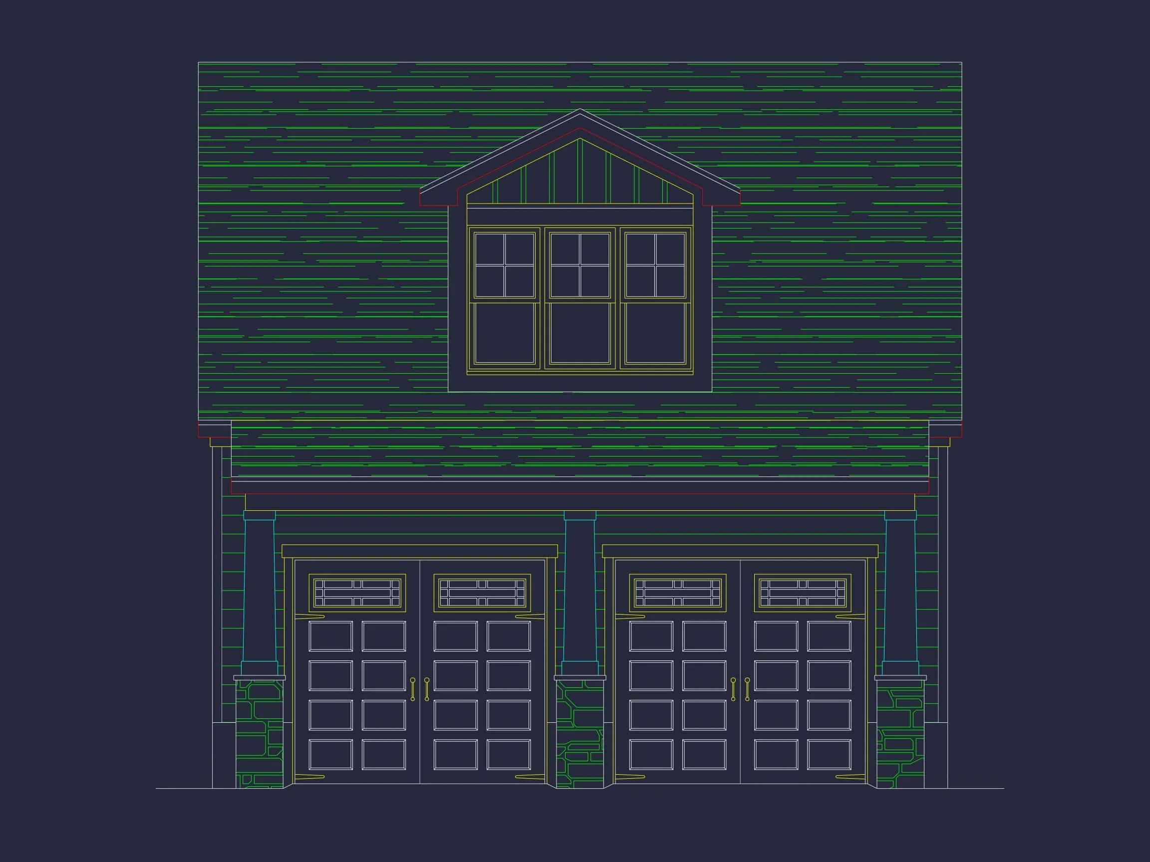 16-1413 GARAGE PLAN - Craftsman Garage and Living Space – Compact Blueprint Design 2 Compact Craftsman Garage Home Plan with Bonus Living Area