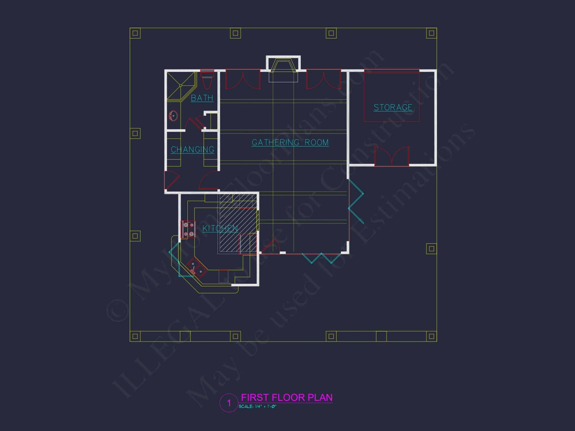 Craftsman Pool House Plan with Vaulted Ceilings and Open Layout