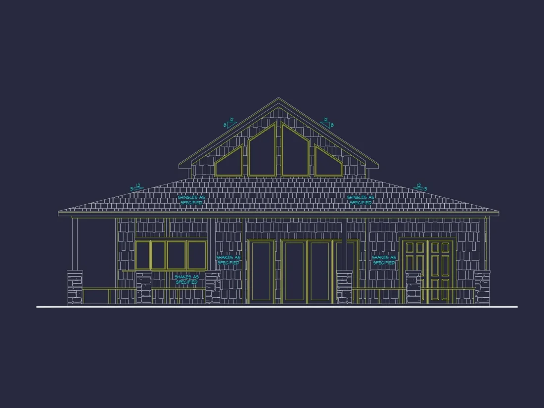 Craftsman Pool House Plan with Vaulted Ceilings and Open Layout